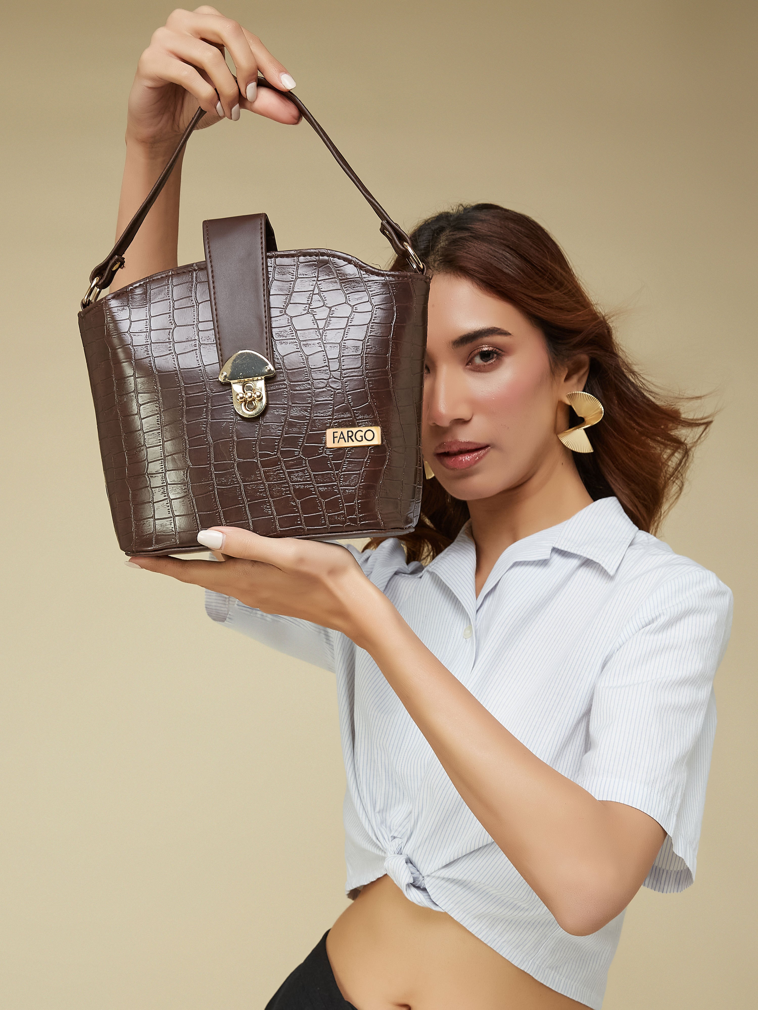 Vegan Leather Women's Brown Sling Bag