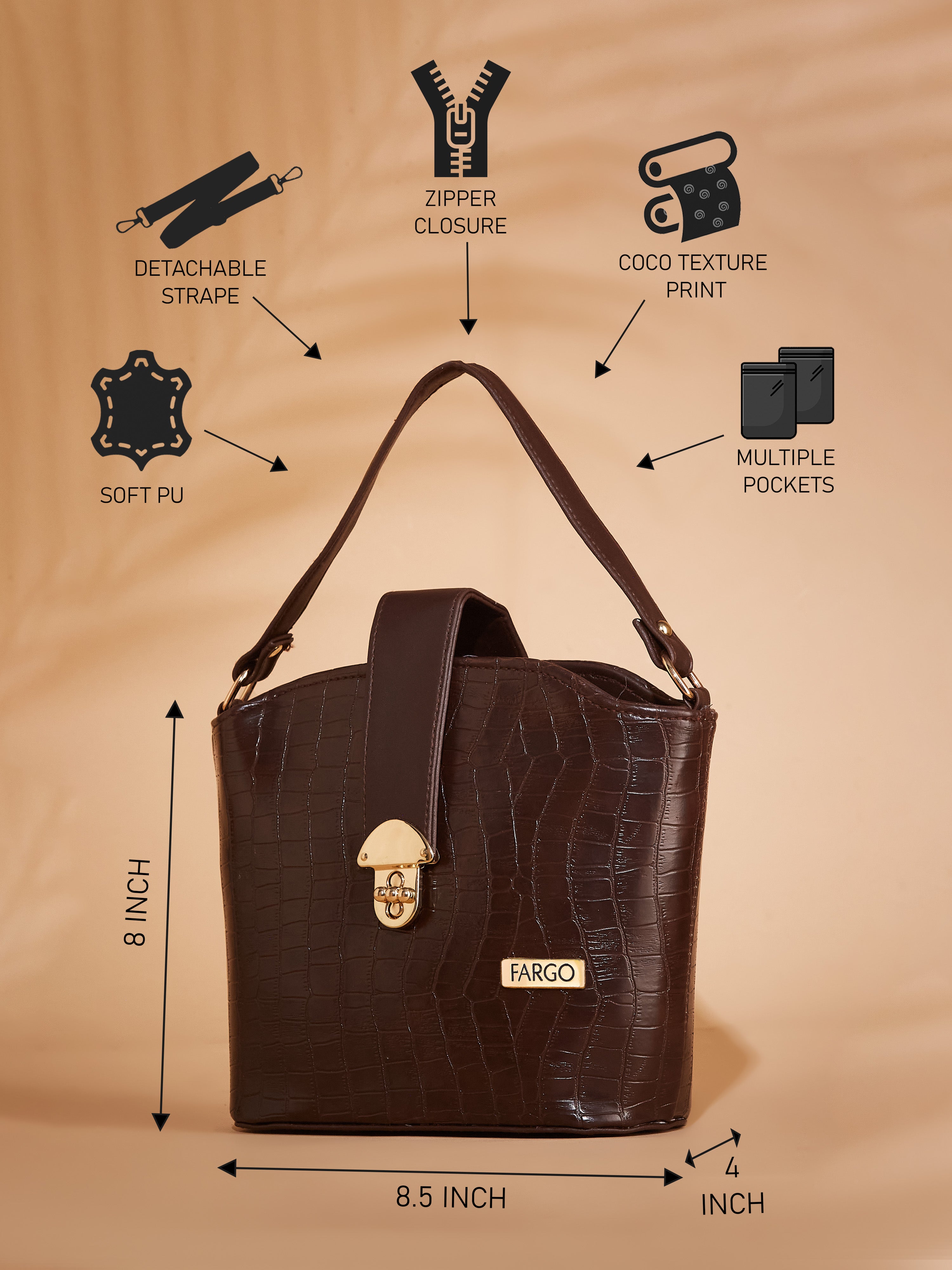 Vegan Leather Women's Brown Sling Bag