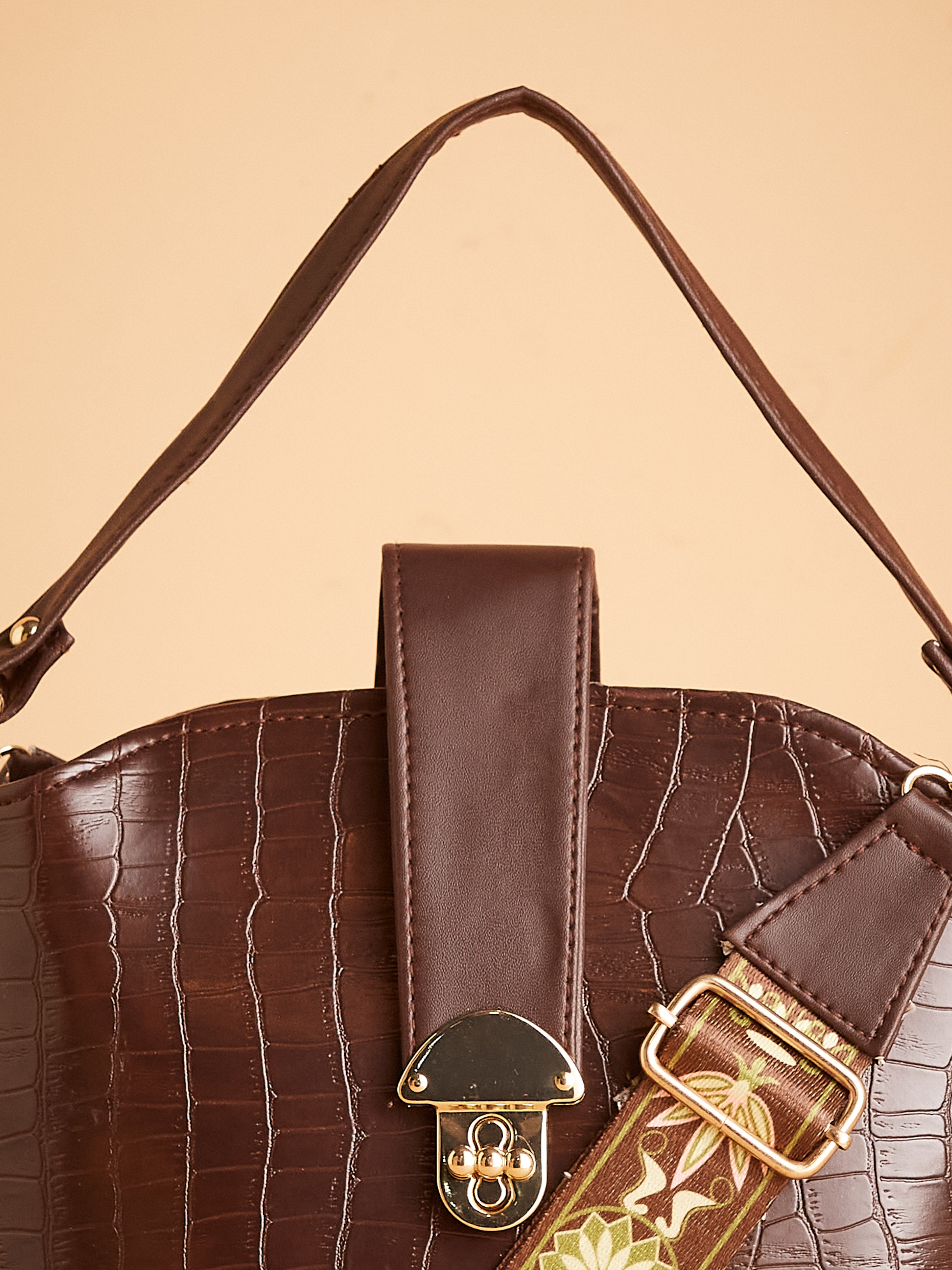 Vegan Leather Women's Brown Sling Bag