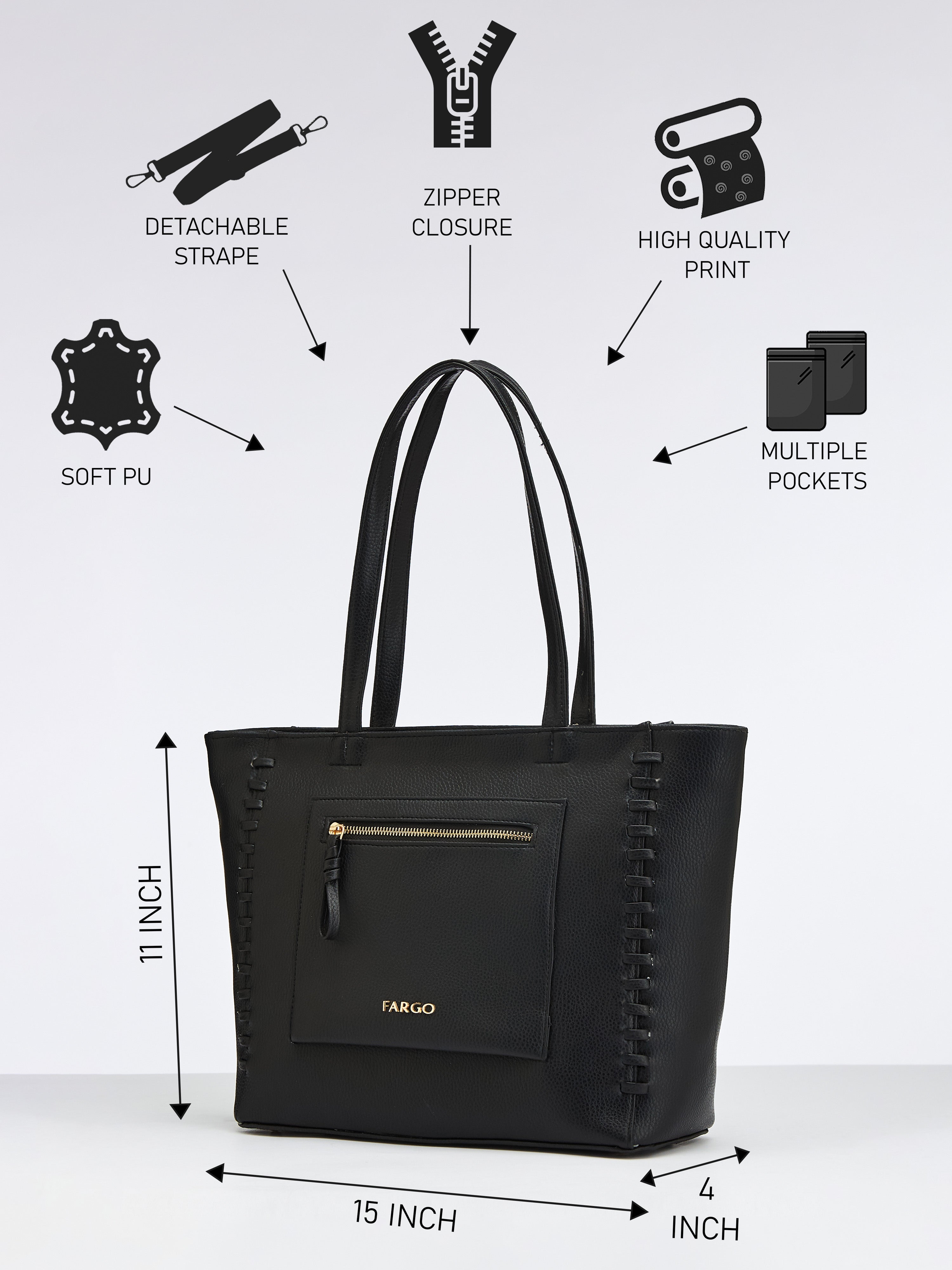 Clara Black Tote Bag for Women