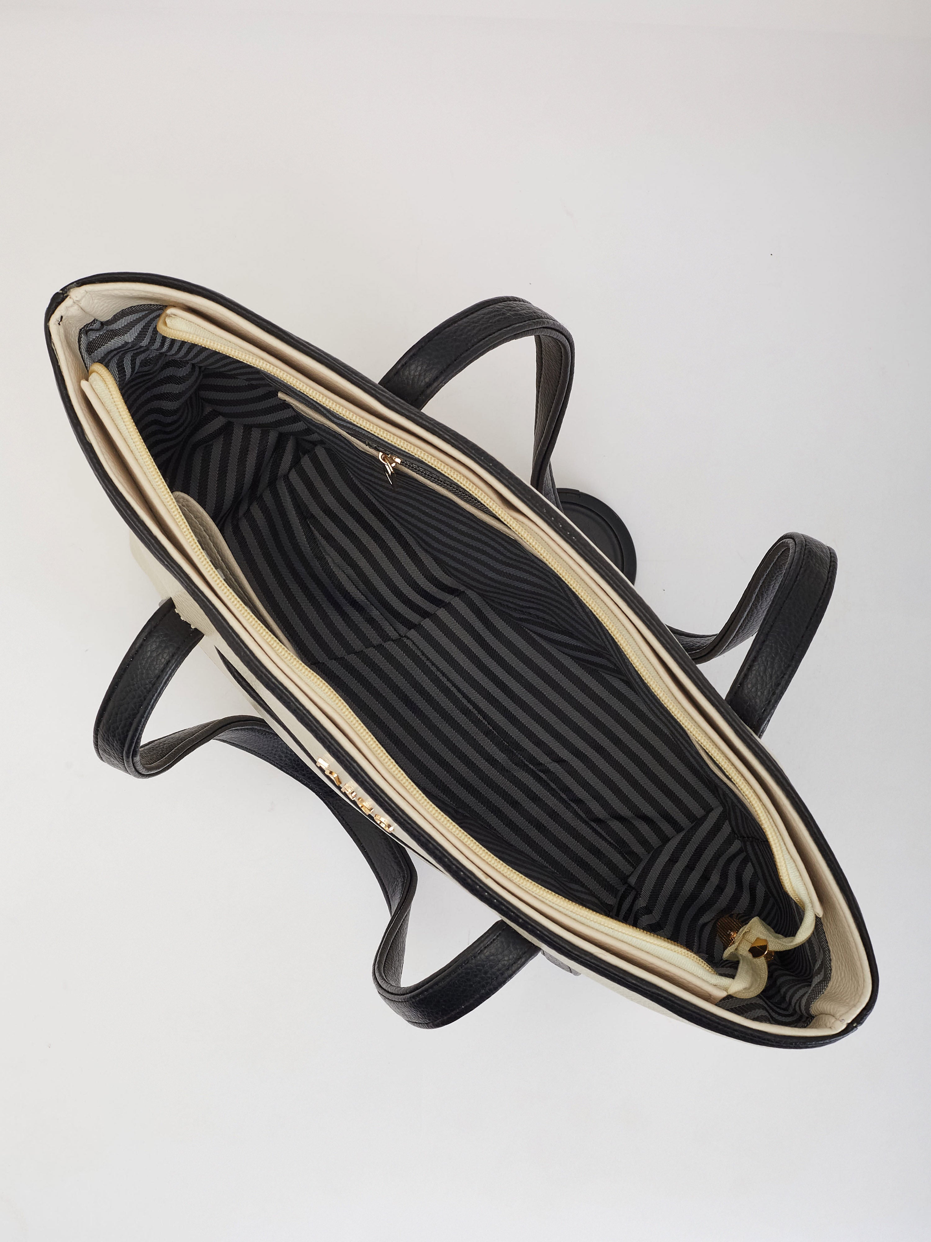 Axis Ivory-Black Tote for Women