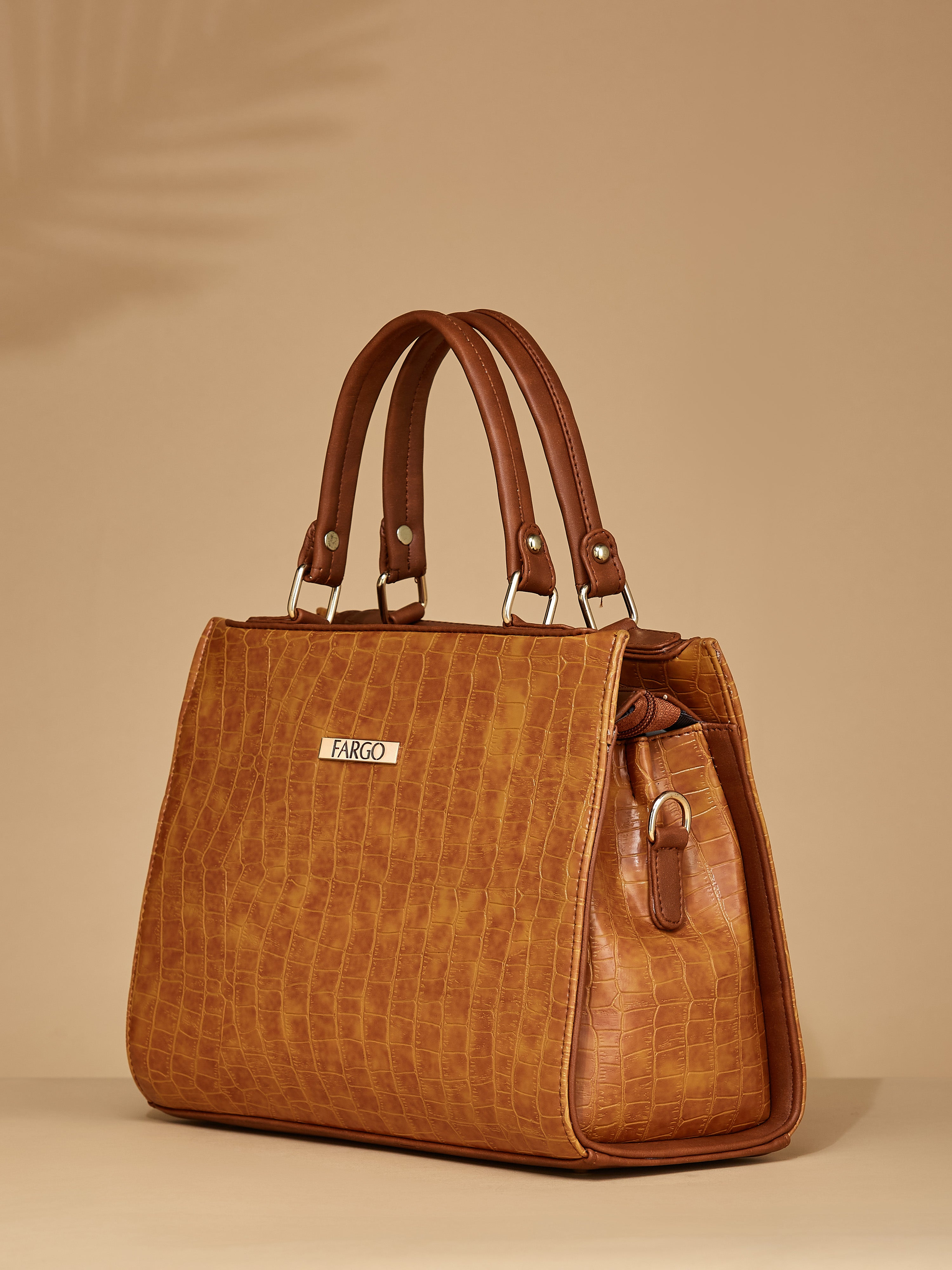 Croco Vegan Leather Tan Women's Handbag