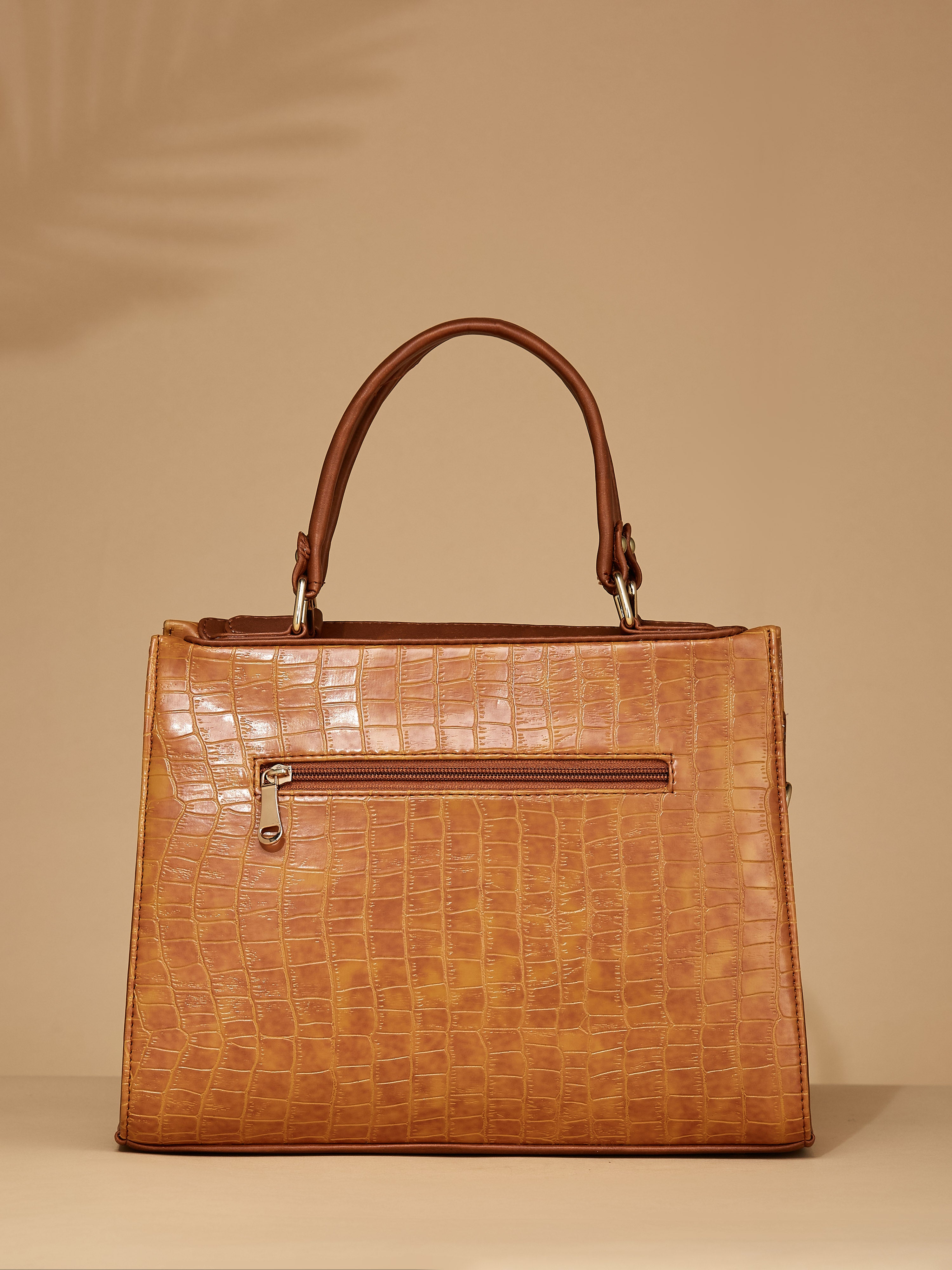 Croco Vegan Leather Tan Women's Handbag