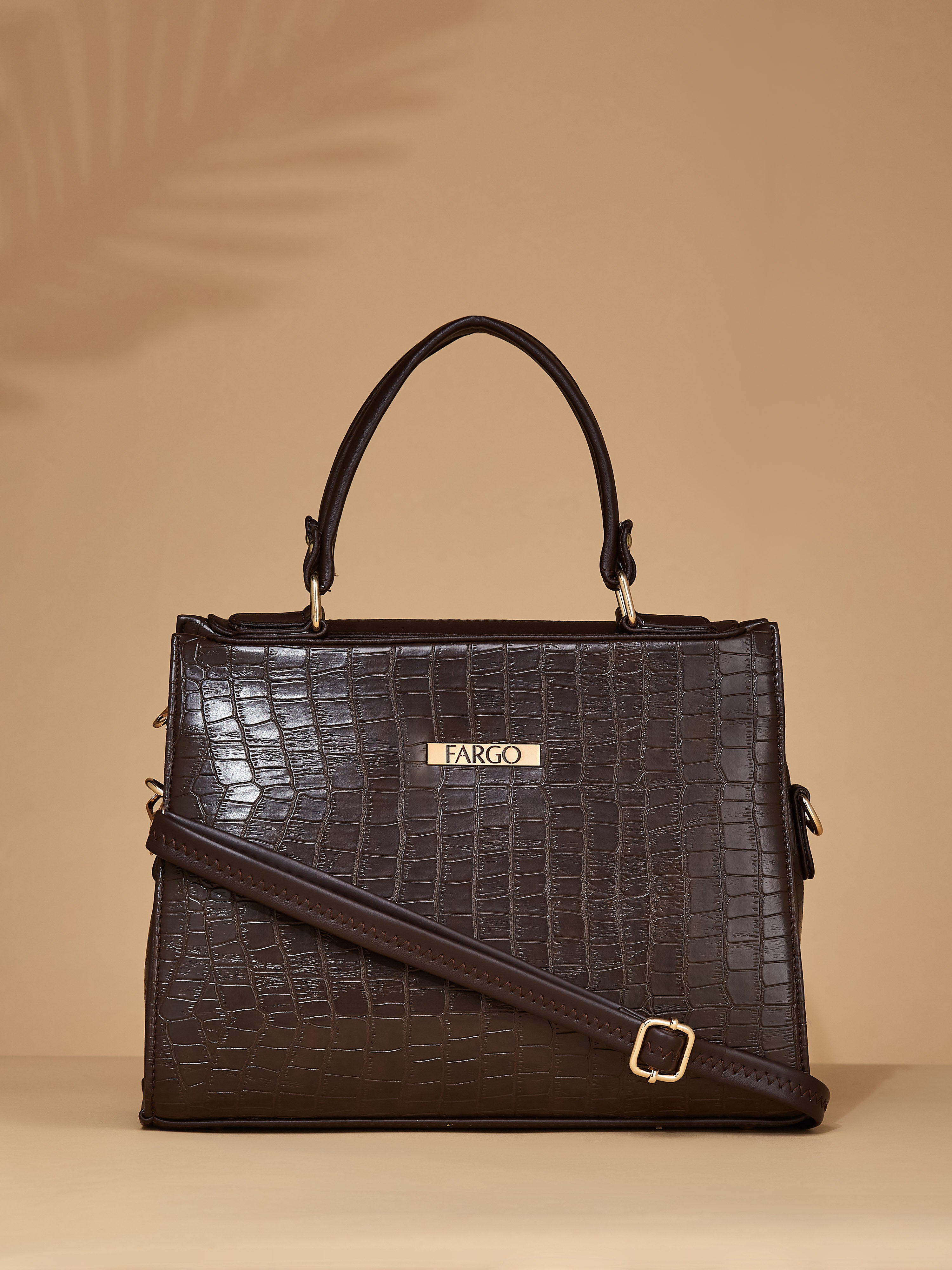 Croco Vegan Leather Brown Women's Handbag