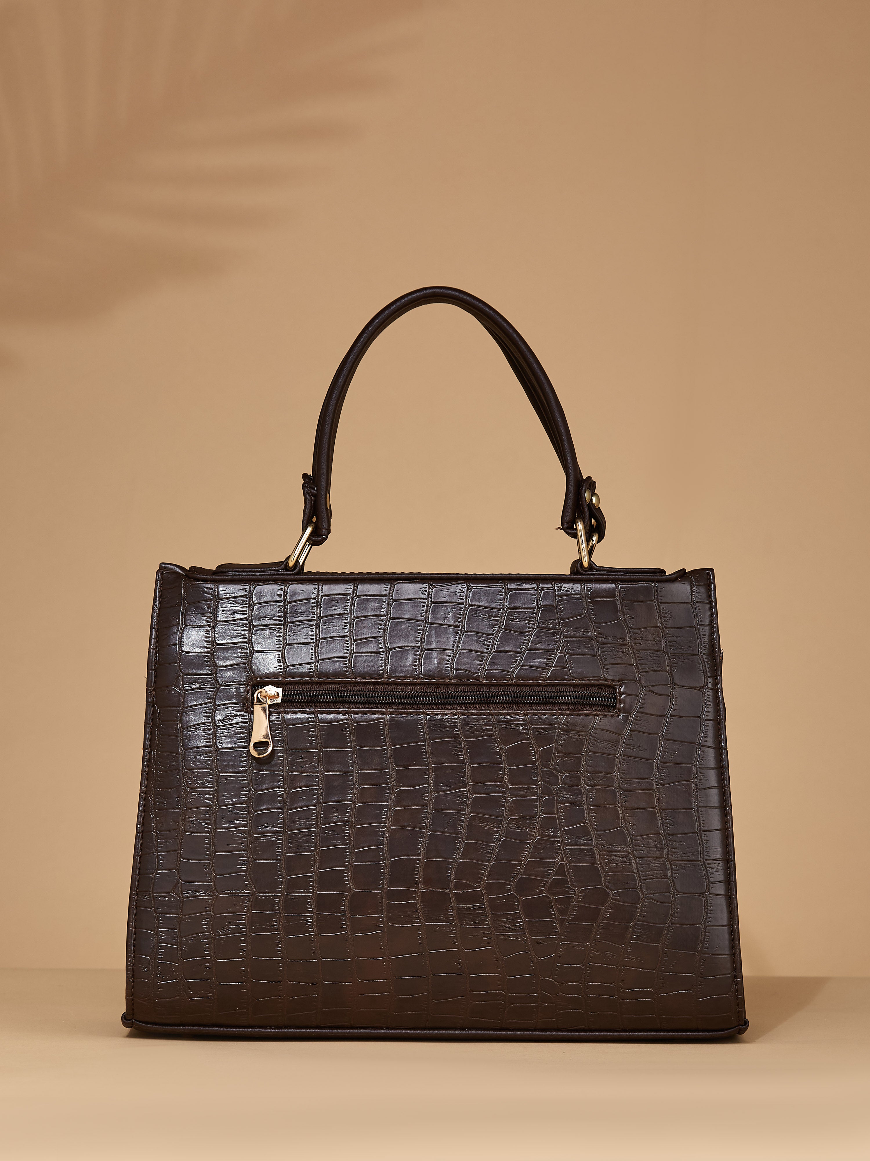 Croco Vegan Leather Brown Women's Handbag