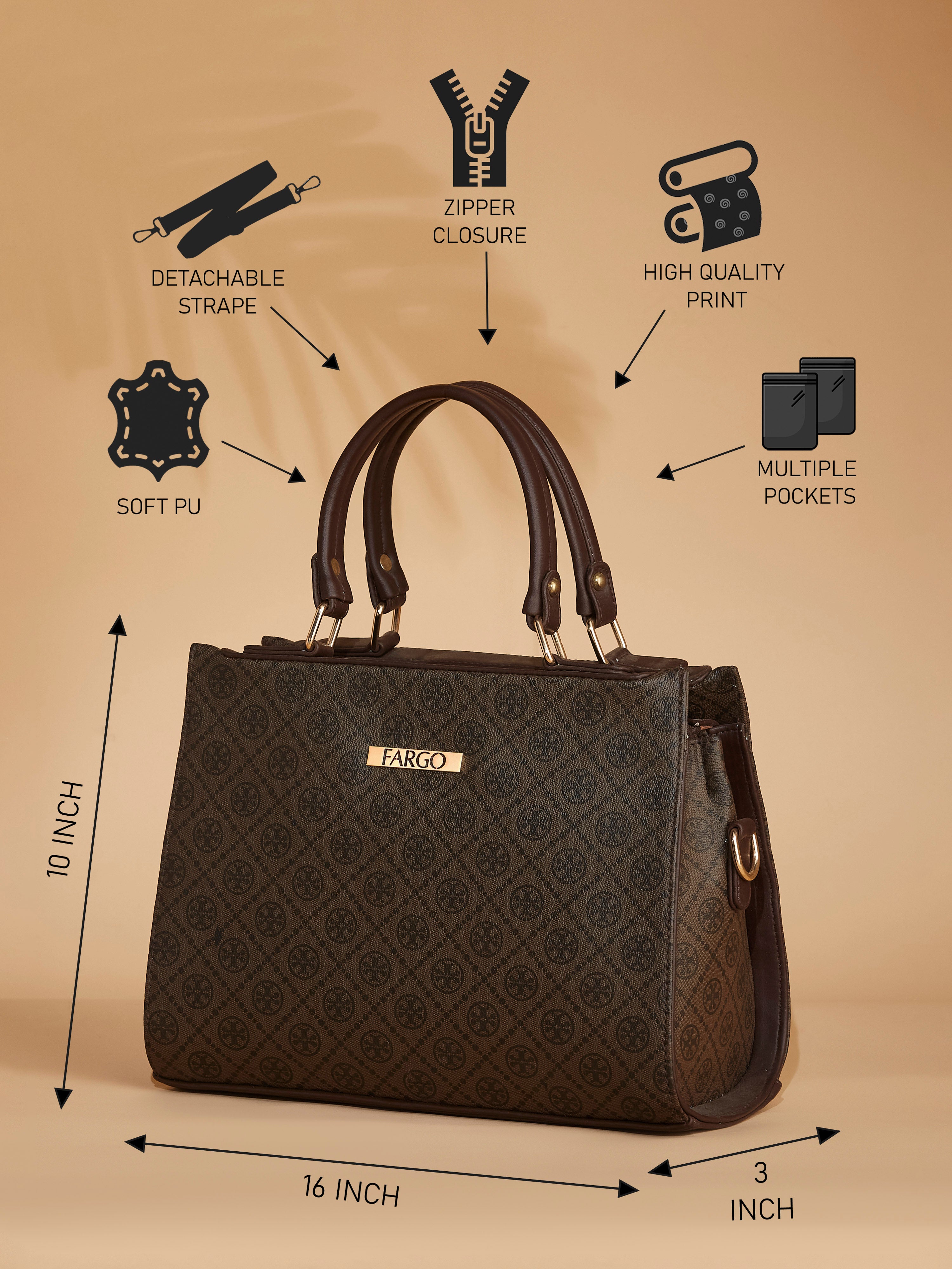 Vegan Leather Women's Brown Handbag