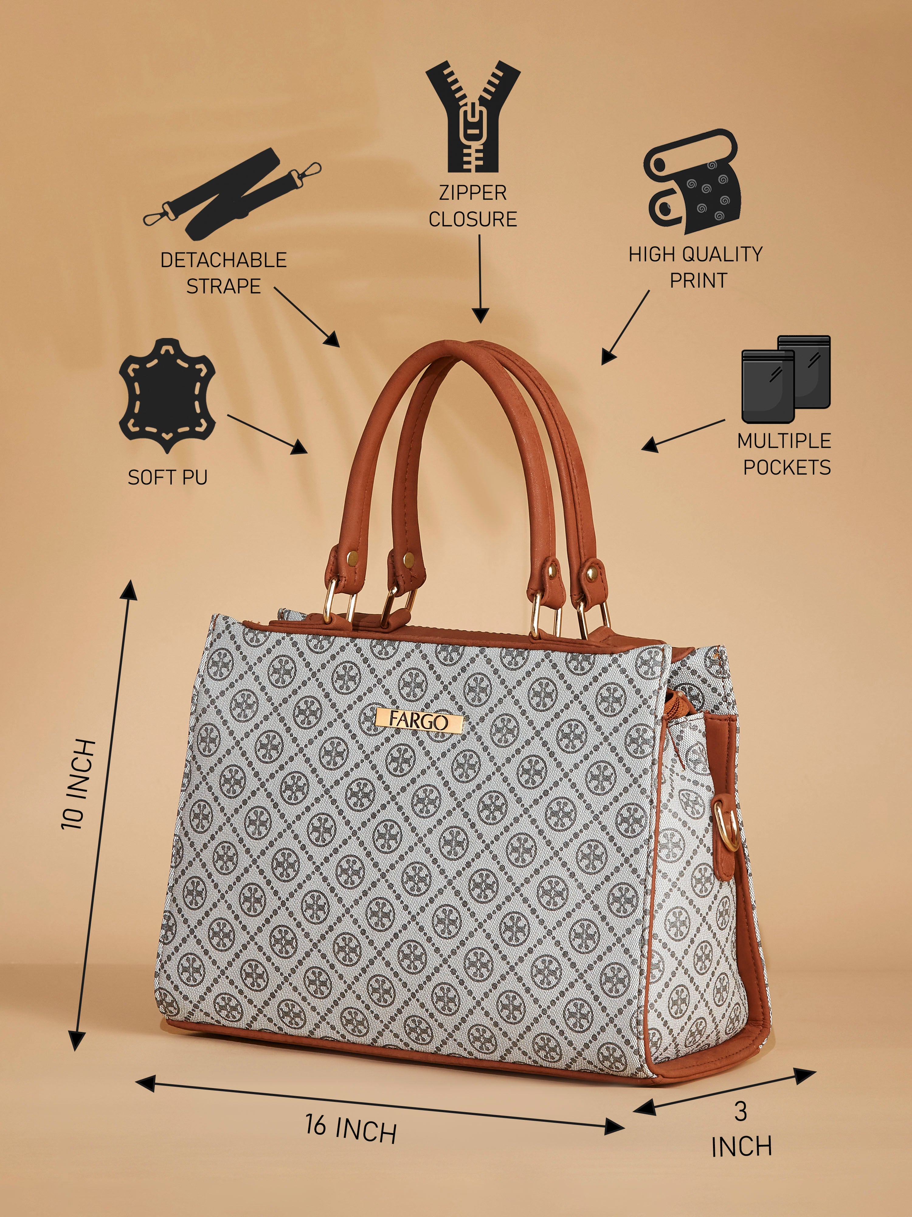 Vegan Leather Grey Women's Handbag