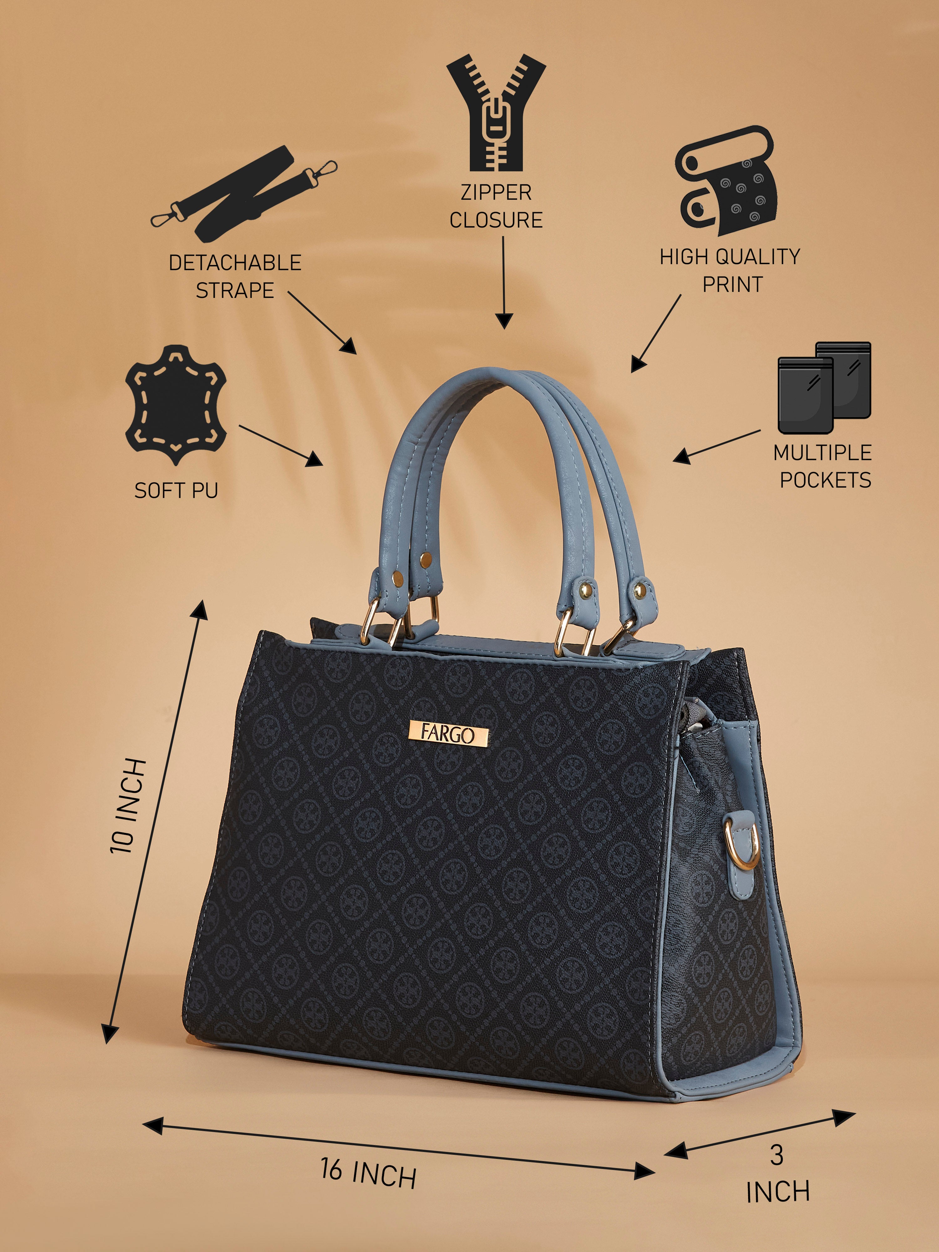 Vegan Leather Dark Grey Women's Handbag
