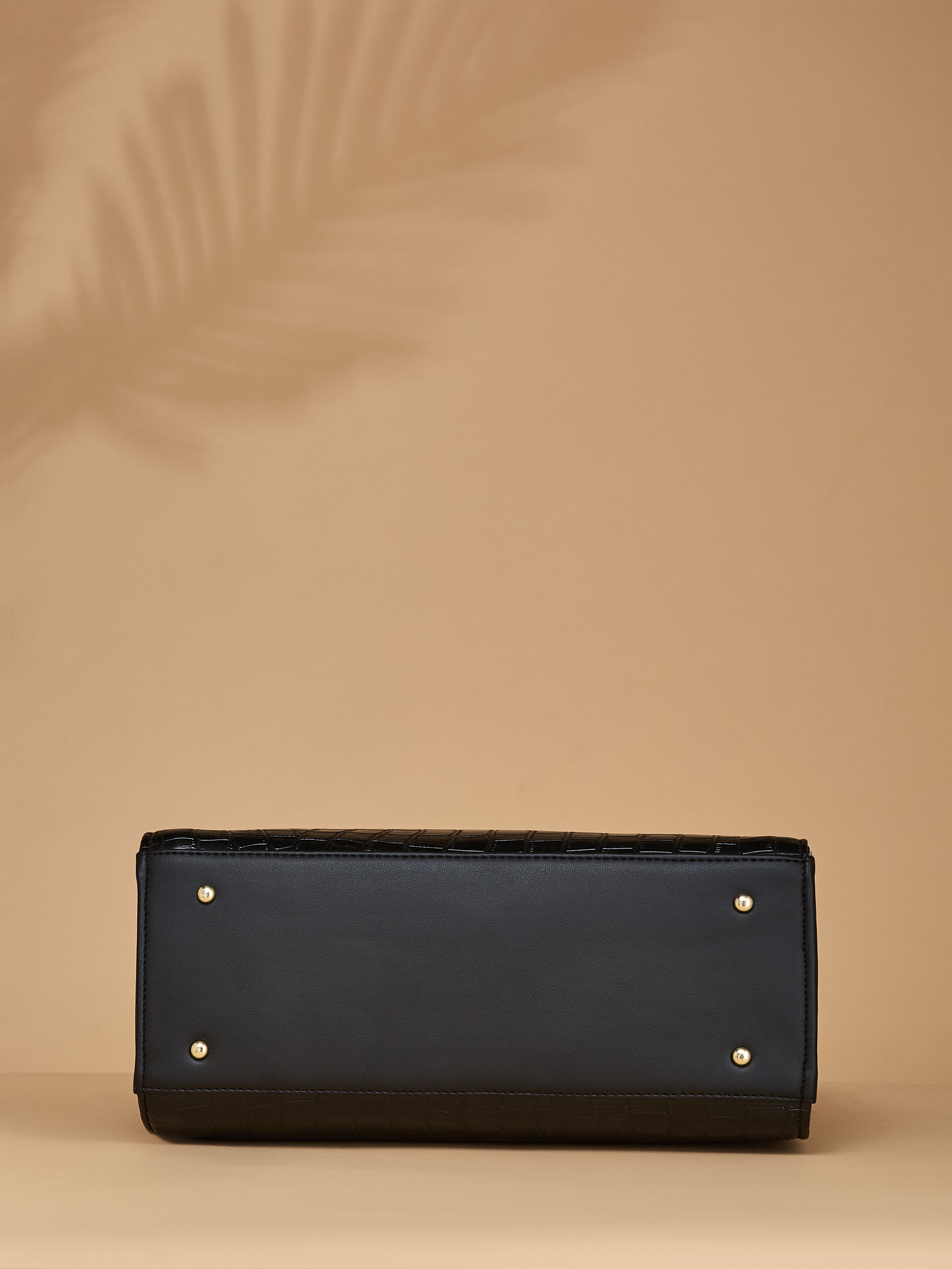 Croco Vegan Leather Black Women's Handbag