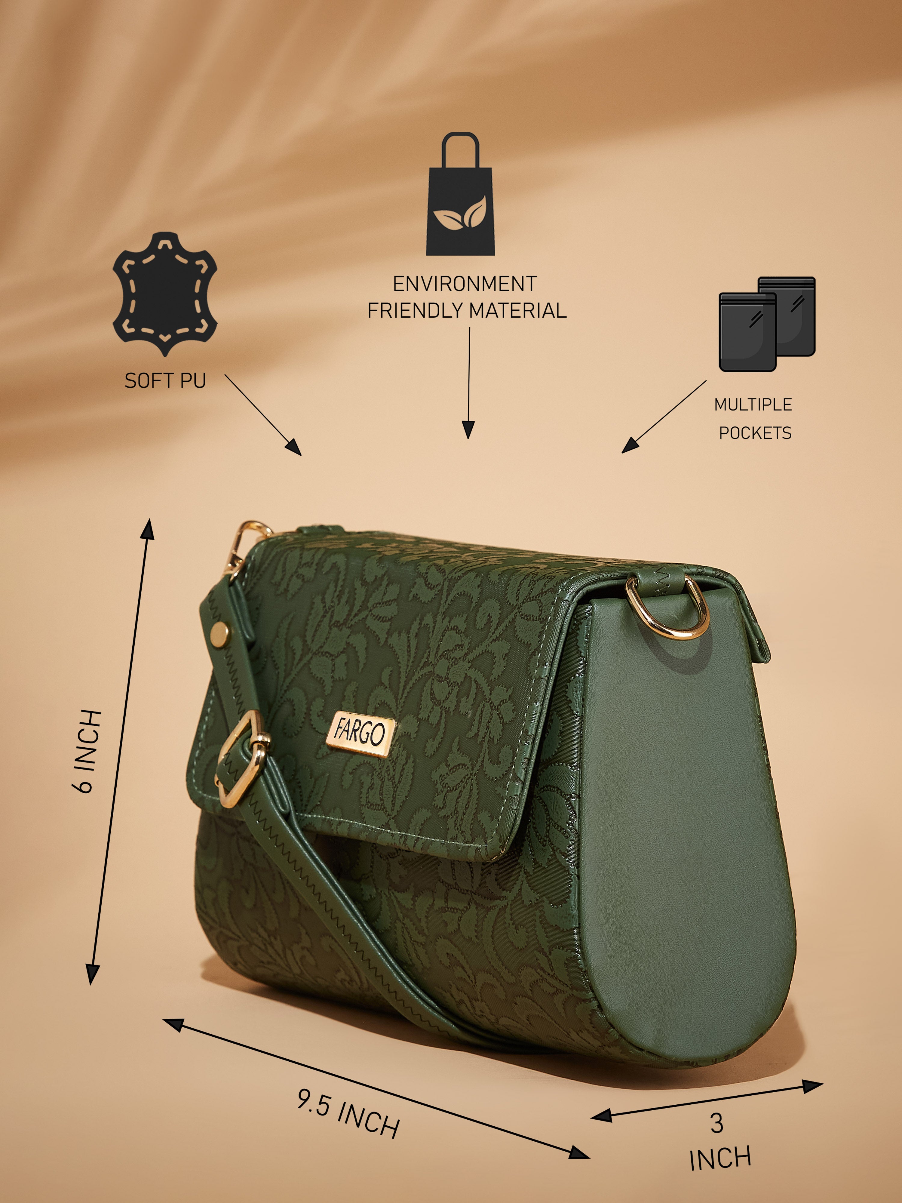 Vegan Leather Green Women's Bucket Sling Bag
