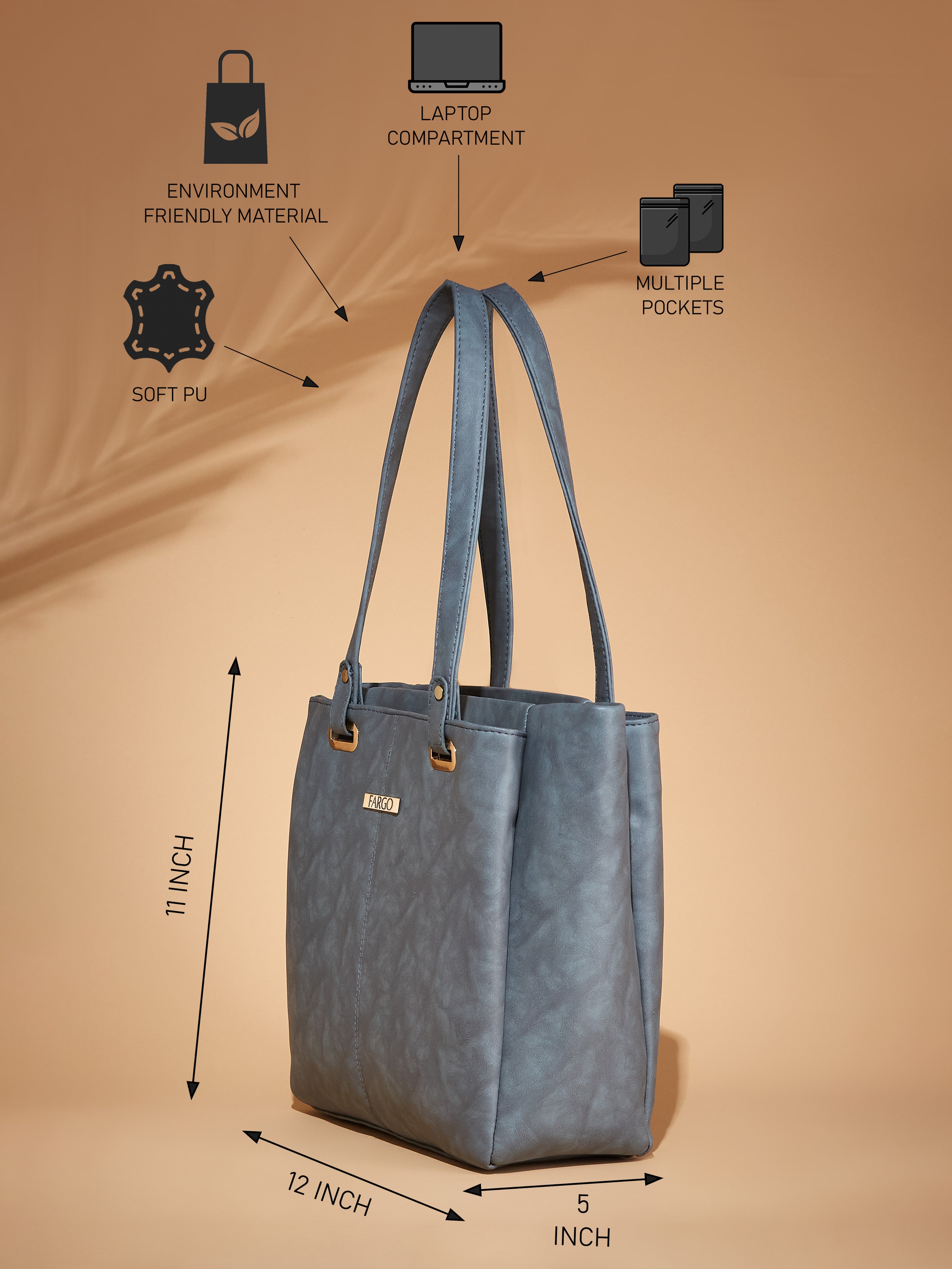Vegan Leather Grey Women's Tote