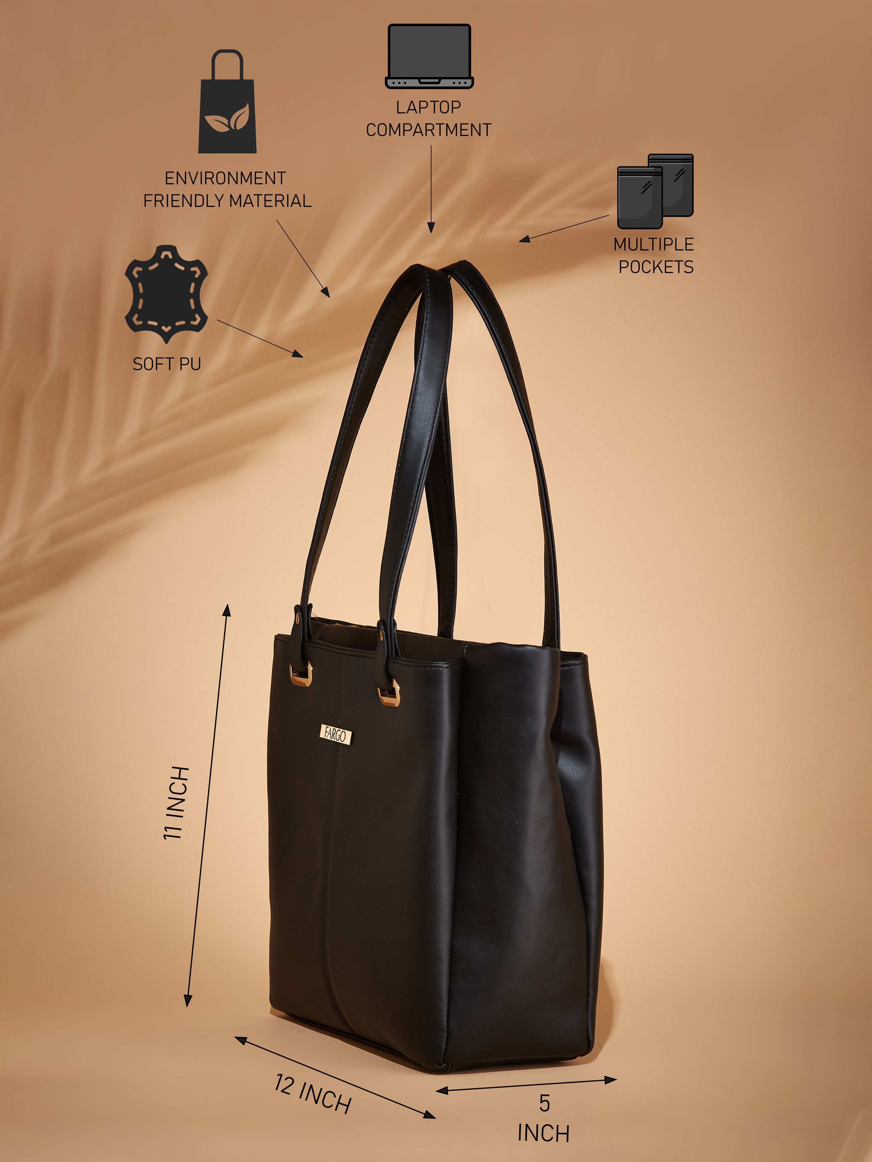 Vegan Leather Black Women's Tote