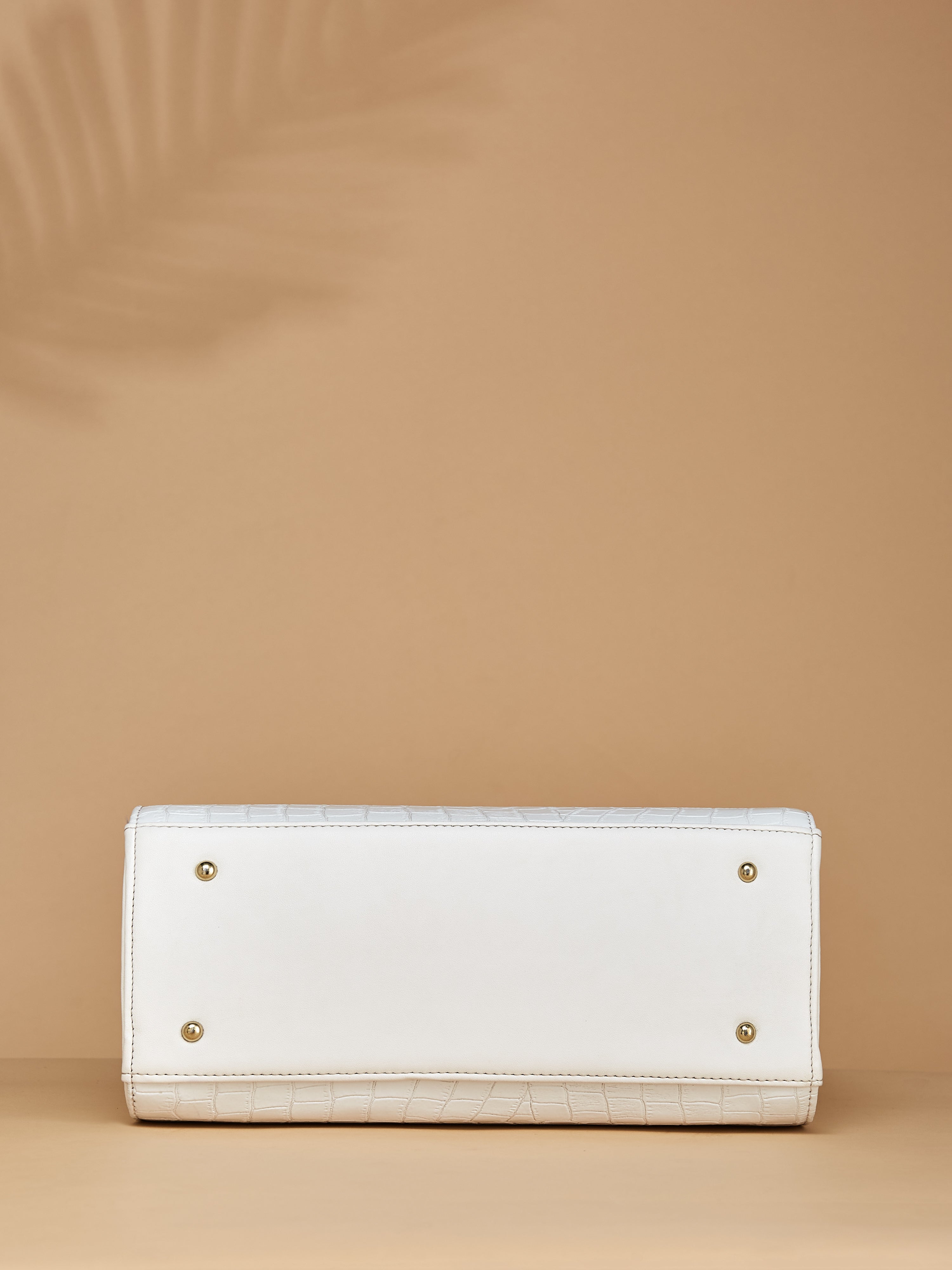 Croco Vegan Leather White Women's Handbag