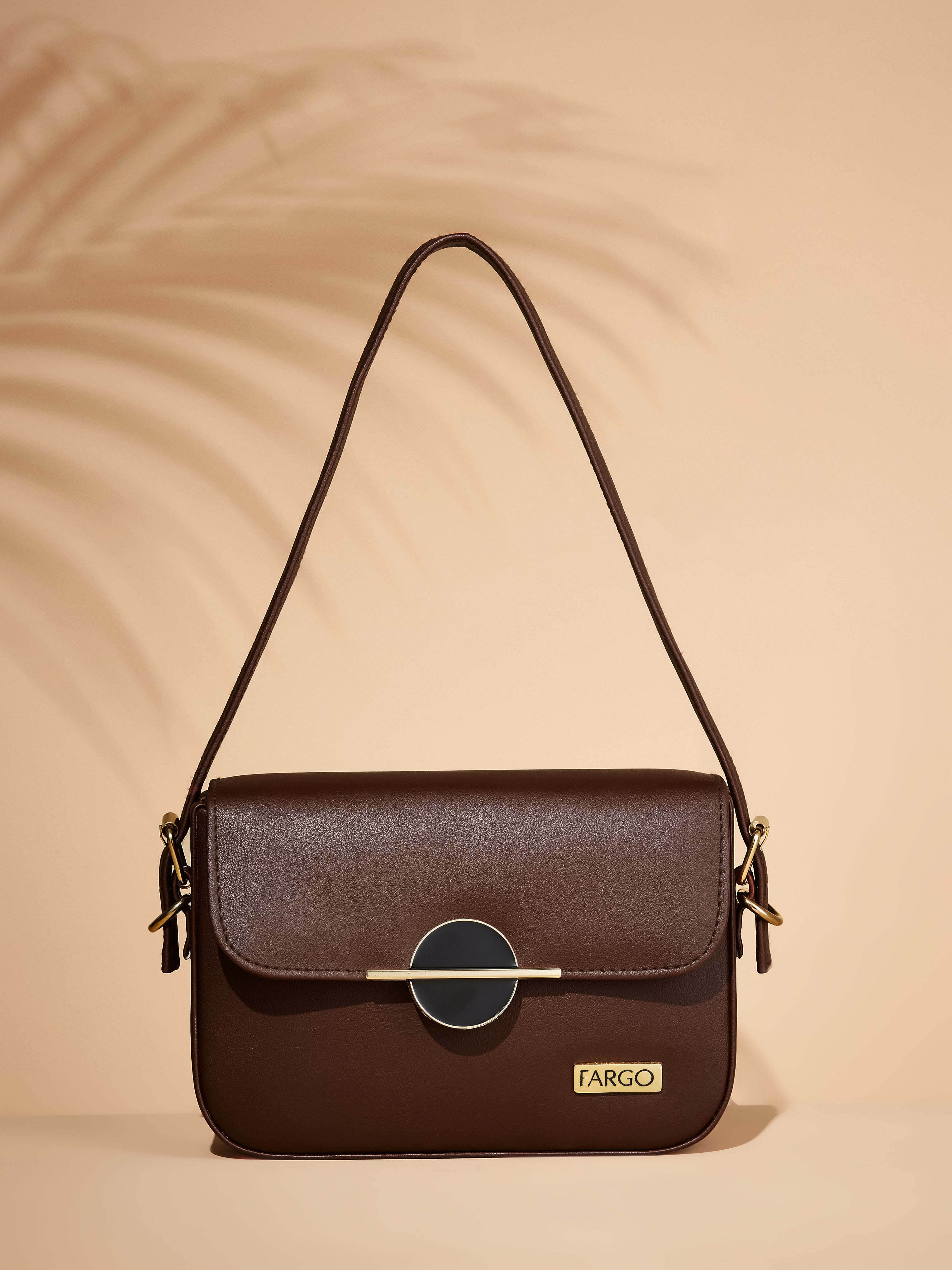 Vegan leather brown women's shoulder bag