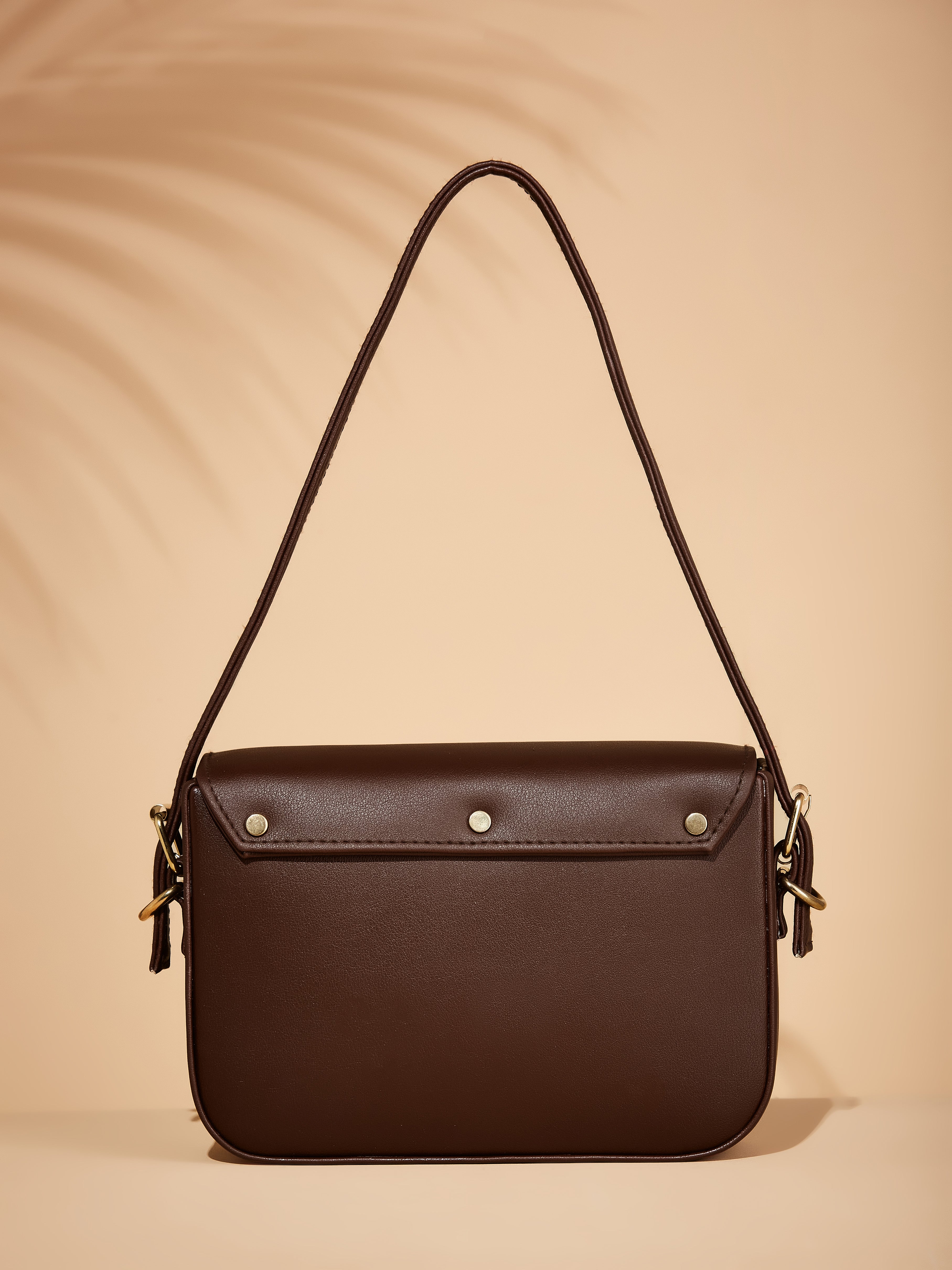 Vegan leather brown women's shoulder bag