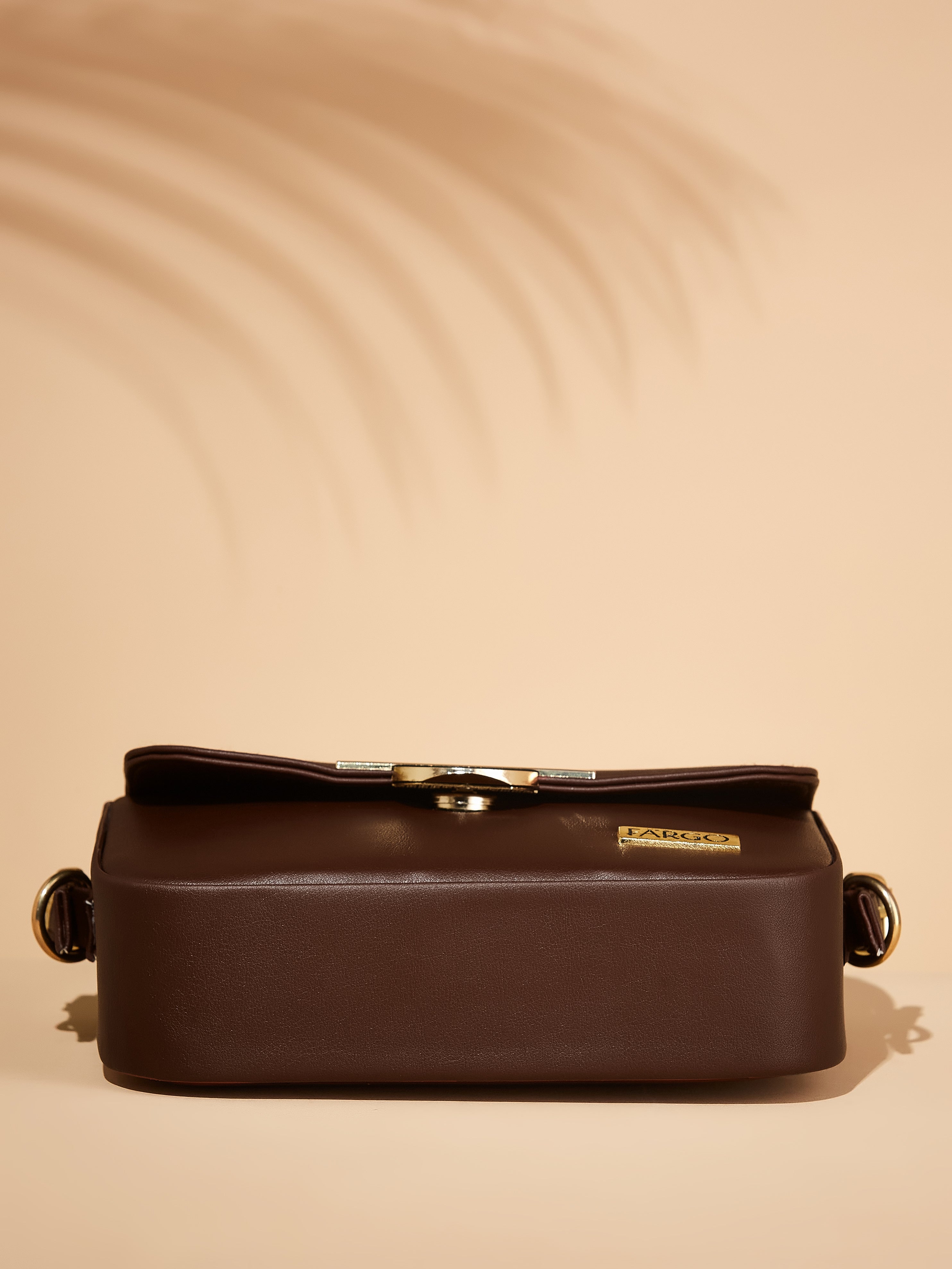 Vegan leather brown women's shoulder bag