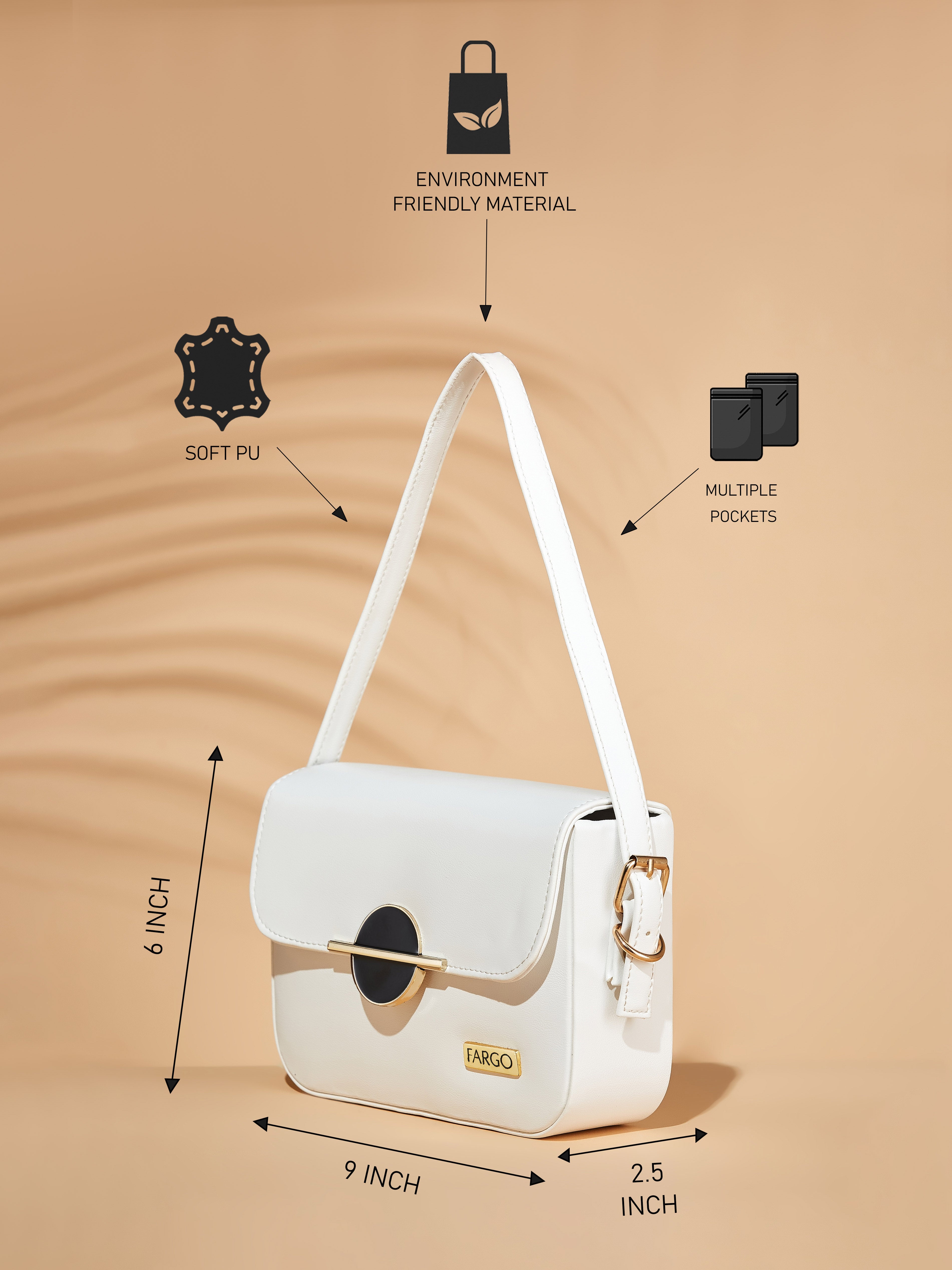Vegan Leather White Women's Shoulder Bag