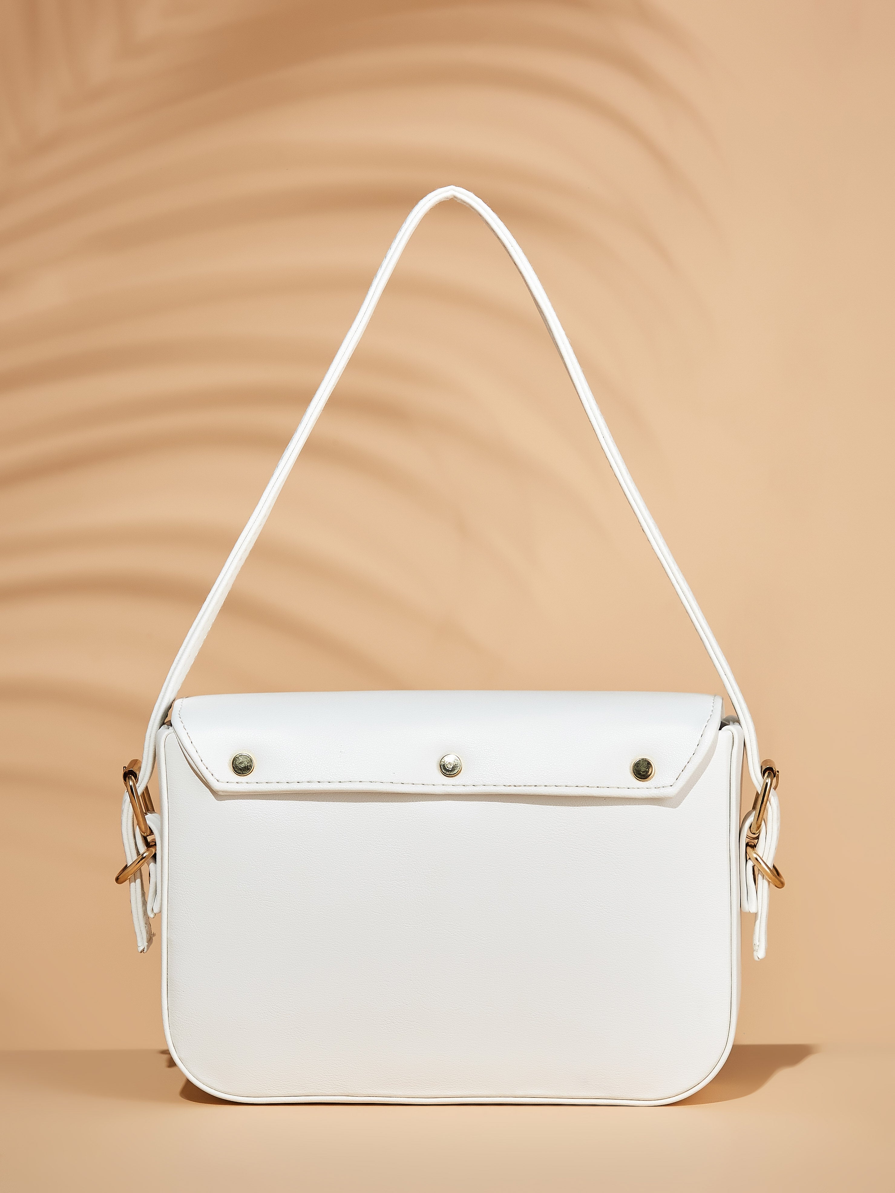 Vegan Leather White Women's Shoulder Bag