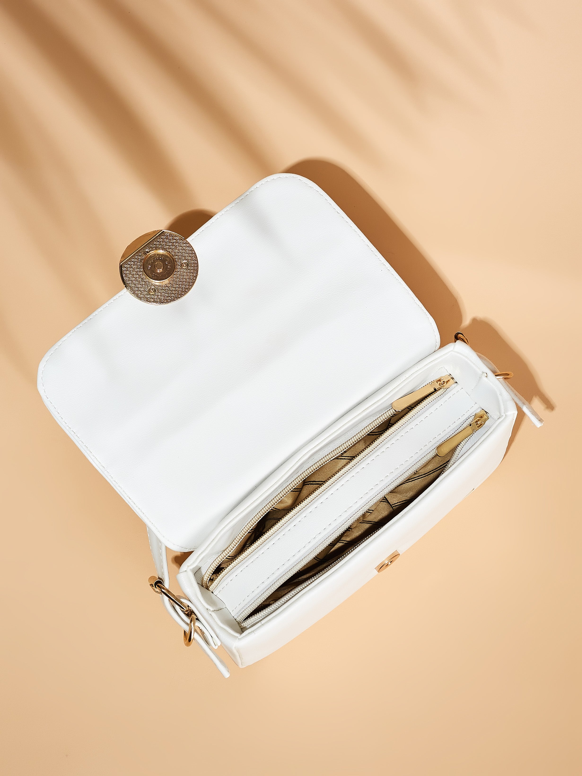 Vegan Leather White Women's Shoulder Bag