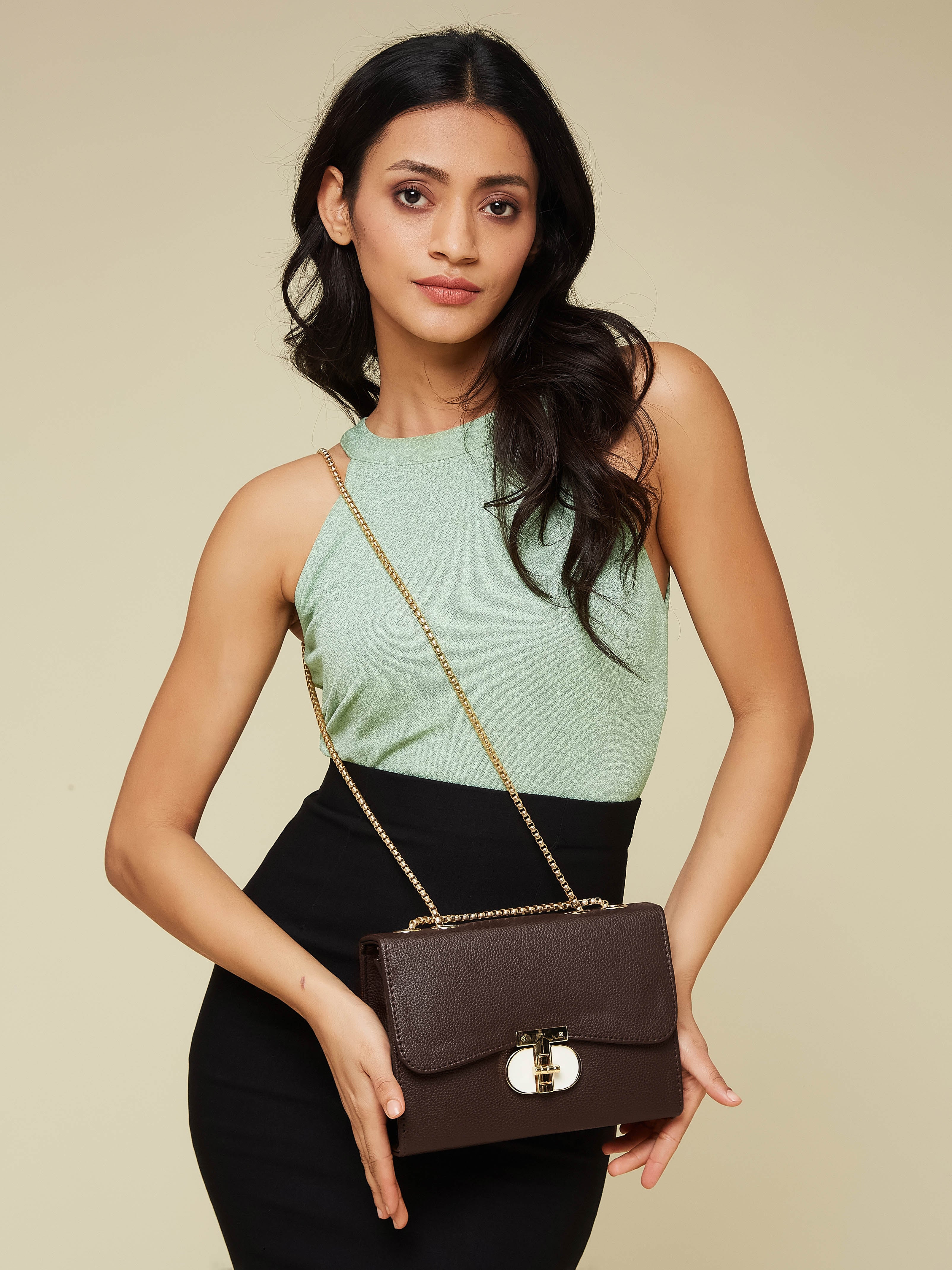 Vegan Leather Brown Women's Shoulder Bag