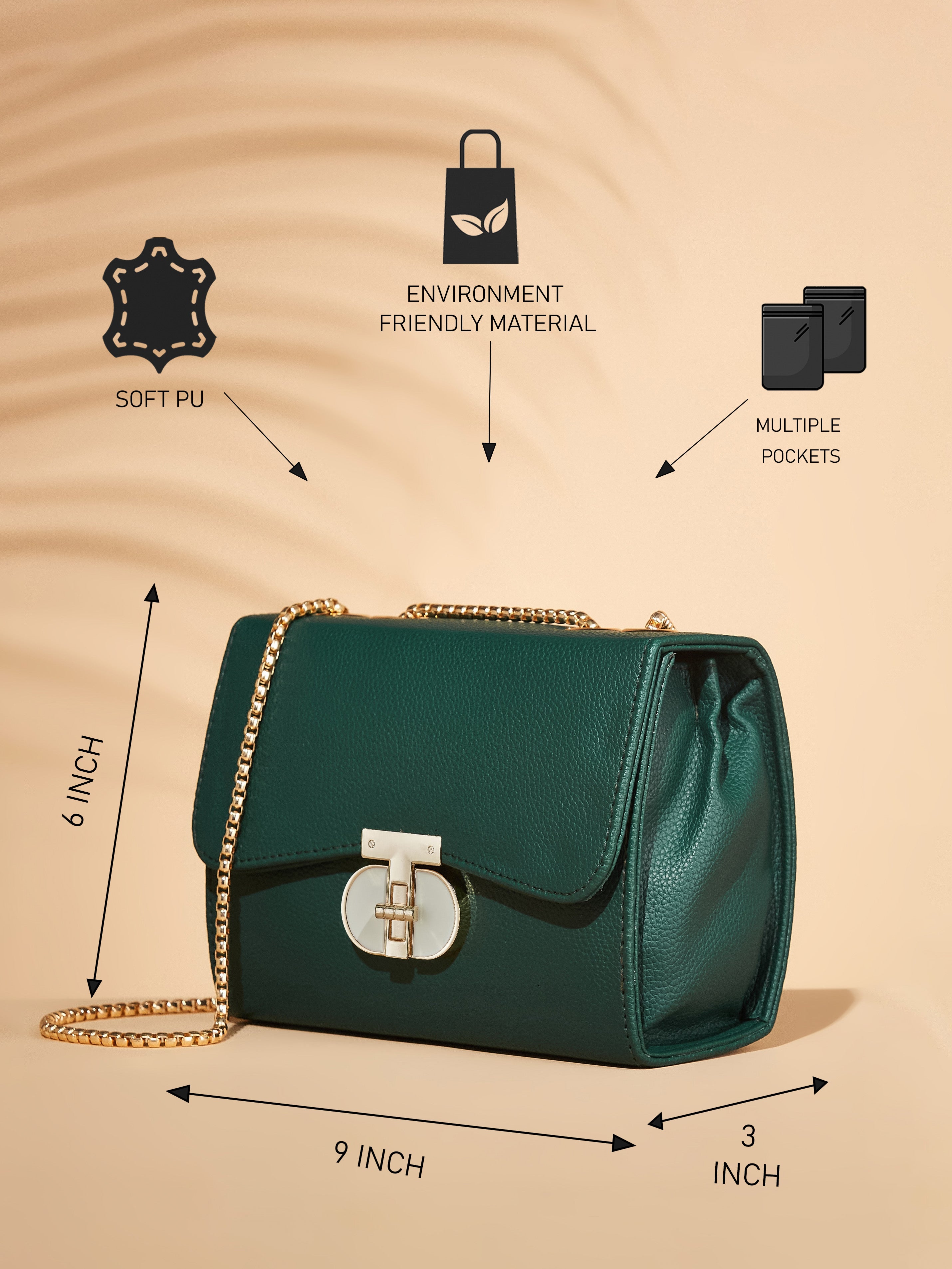 Vegan Leather Green Women's Shoulder Bag