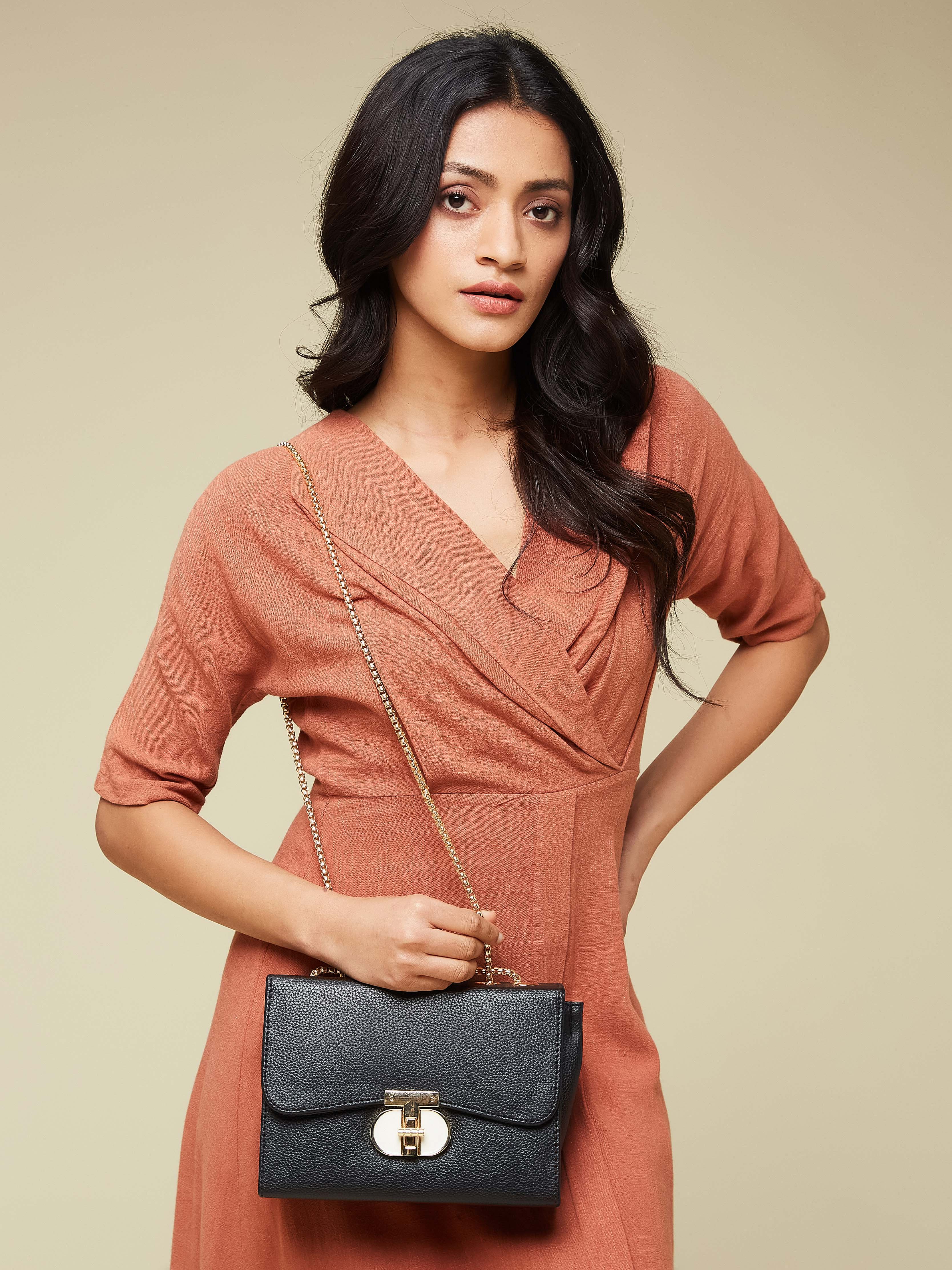Vegan Leather Black Women's Shoulder Bag
