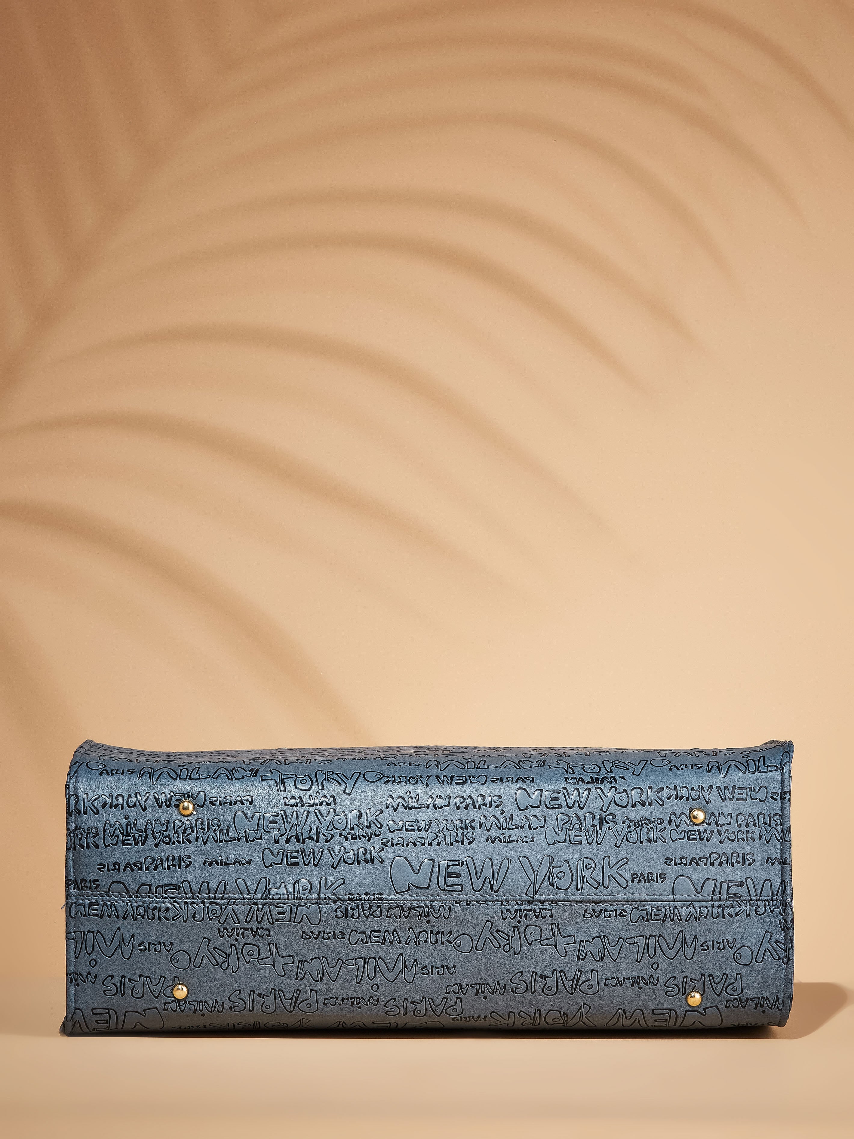 Vegan Leather Grey Women's Typography Tote