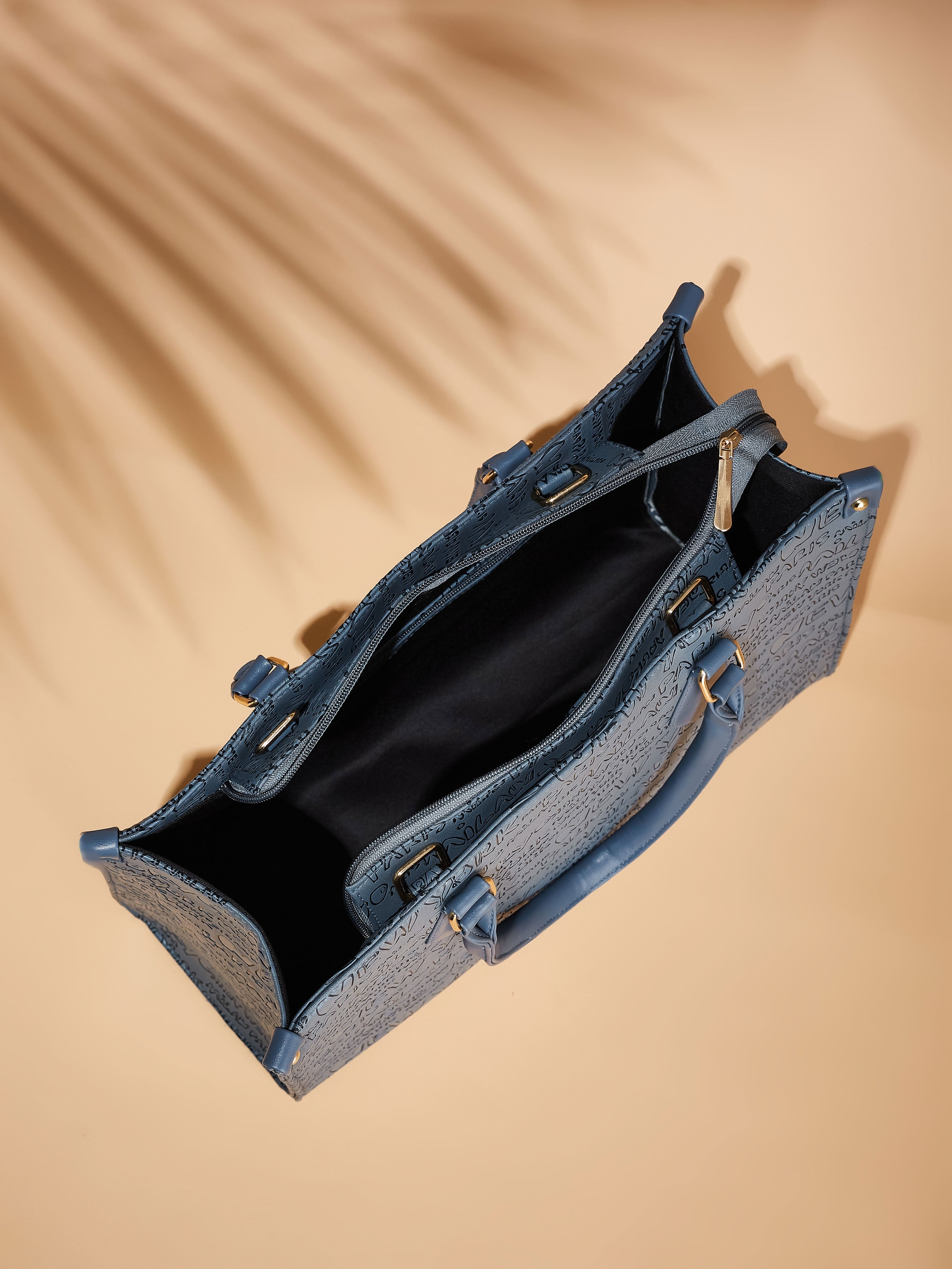 Vegan Leather Grey Women's Typography Tote