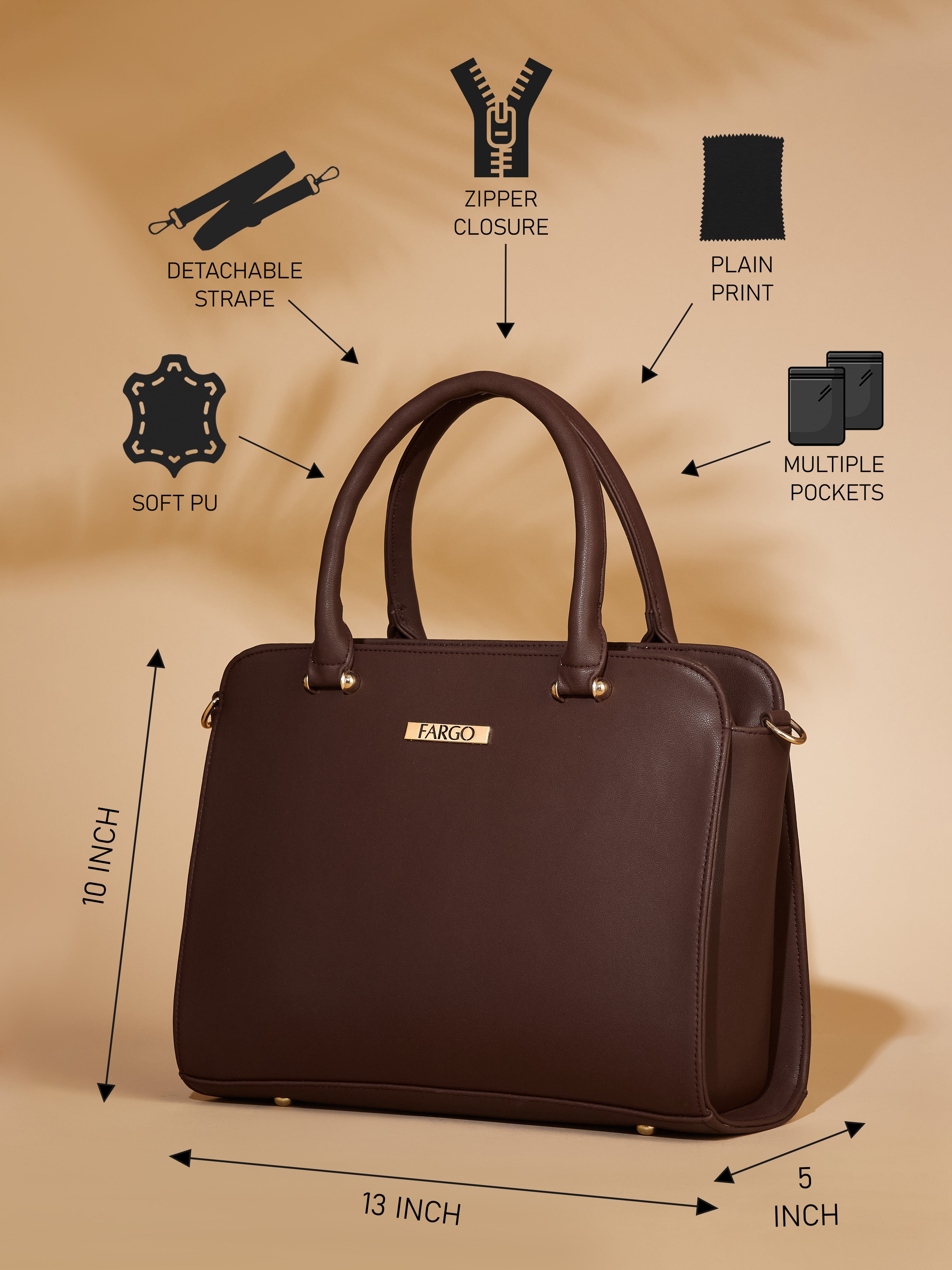 Vegan Leather Brown Women's Handbag