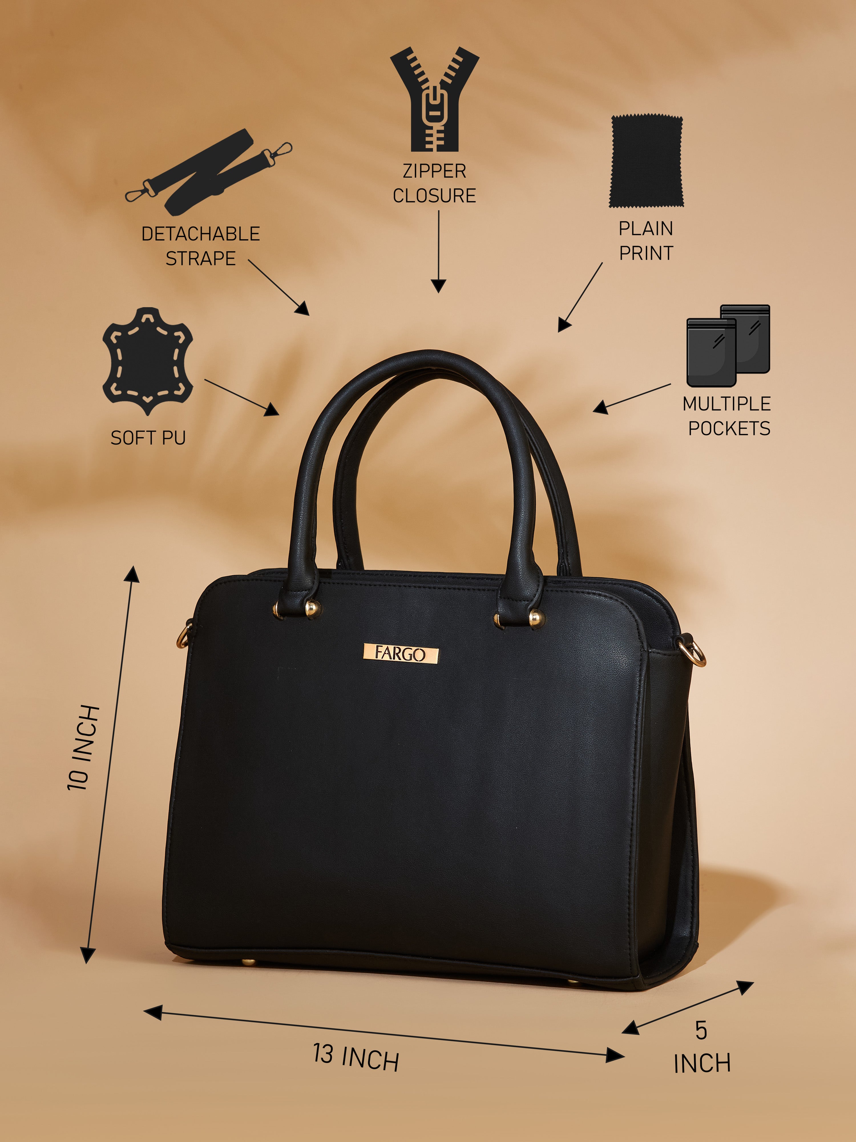 Vegan Leather Black Women's Handbag