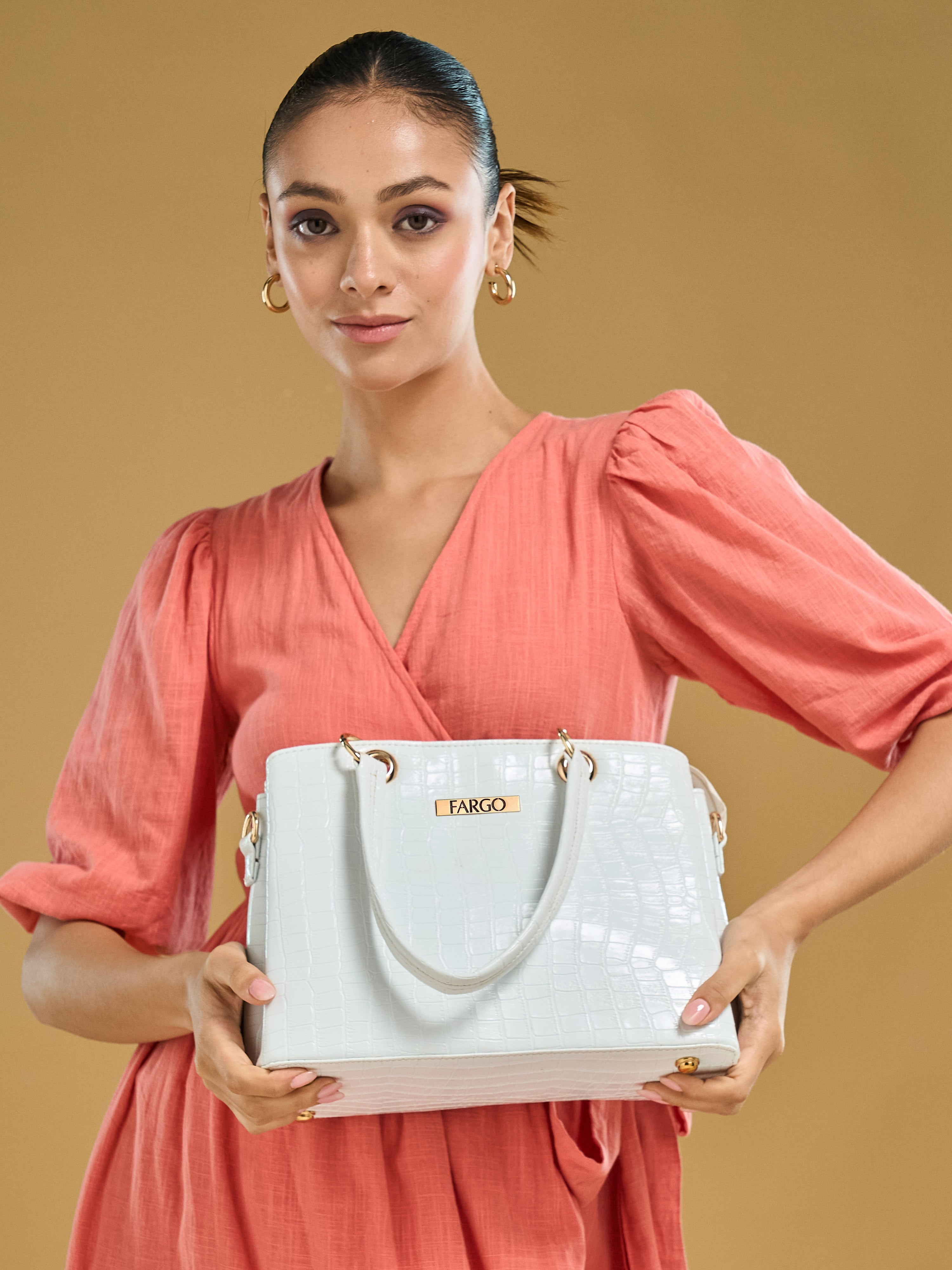 Vegan Leather White Women's Handbag