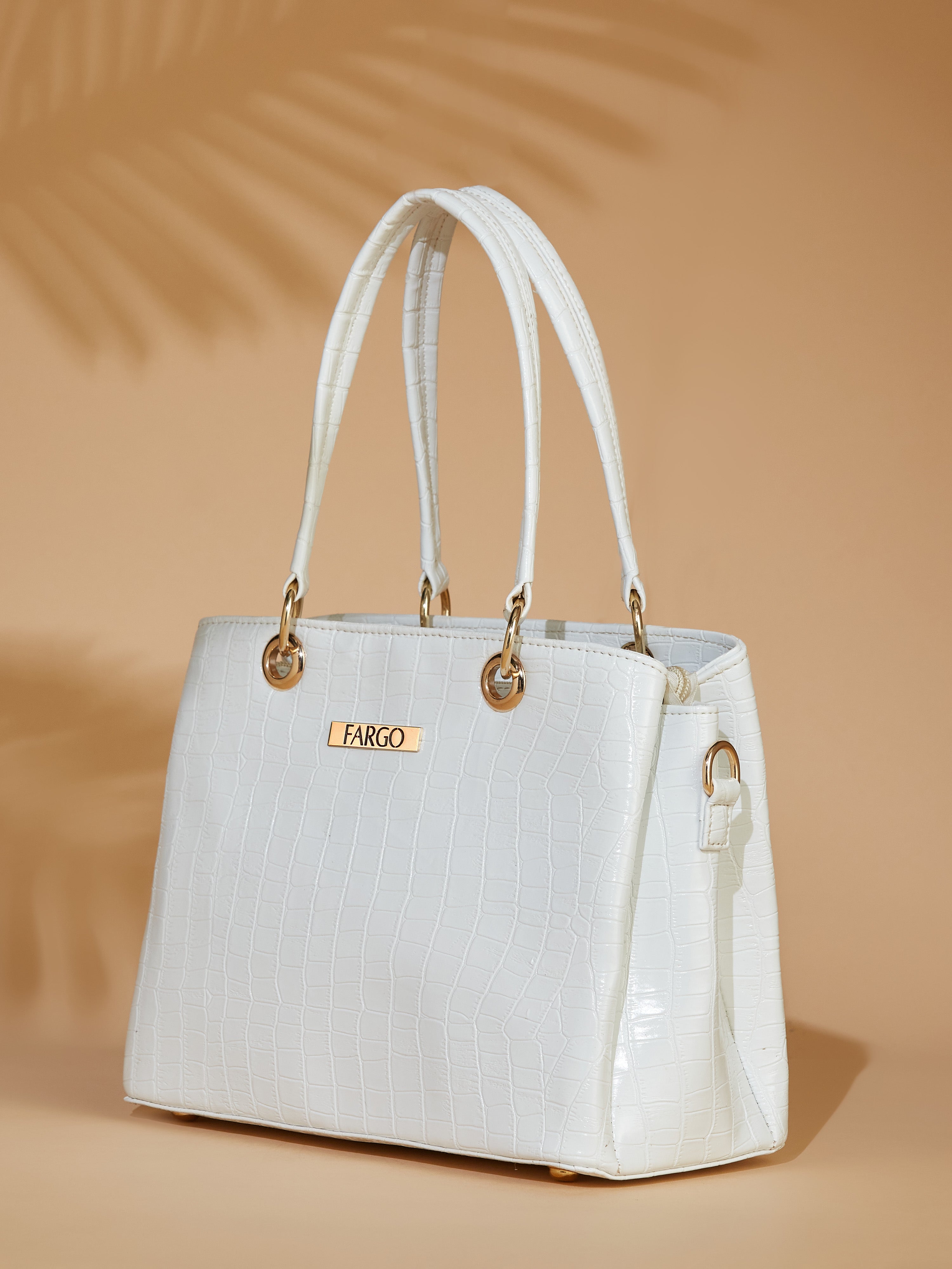 Vegan Leather White Women's Handbag
