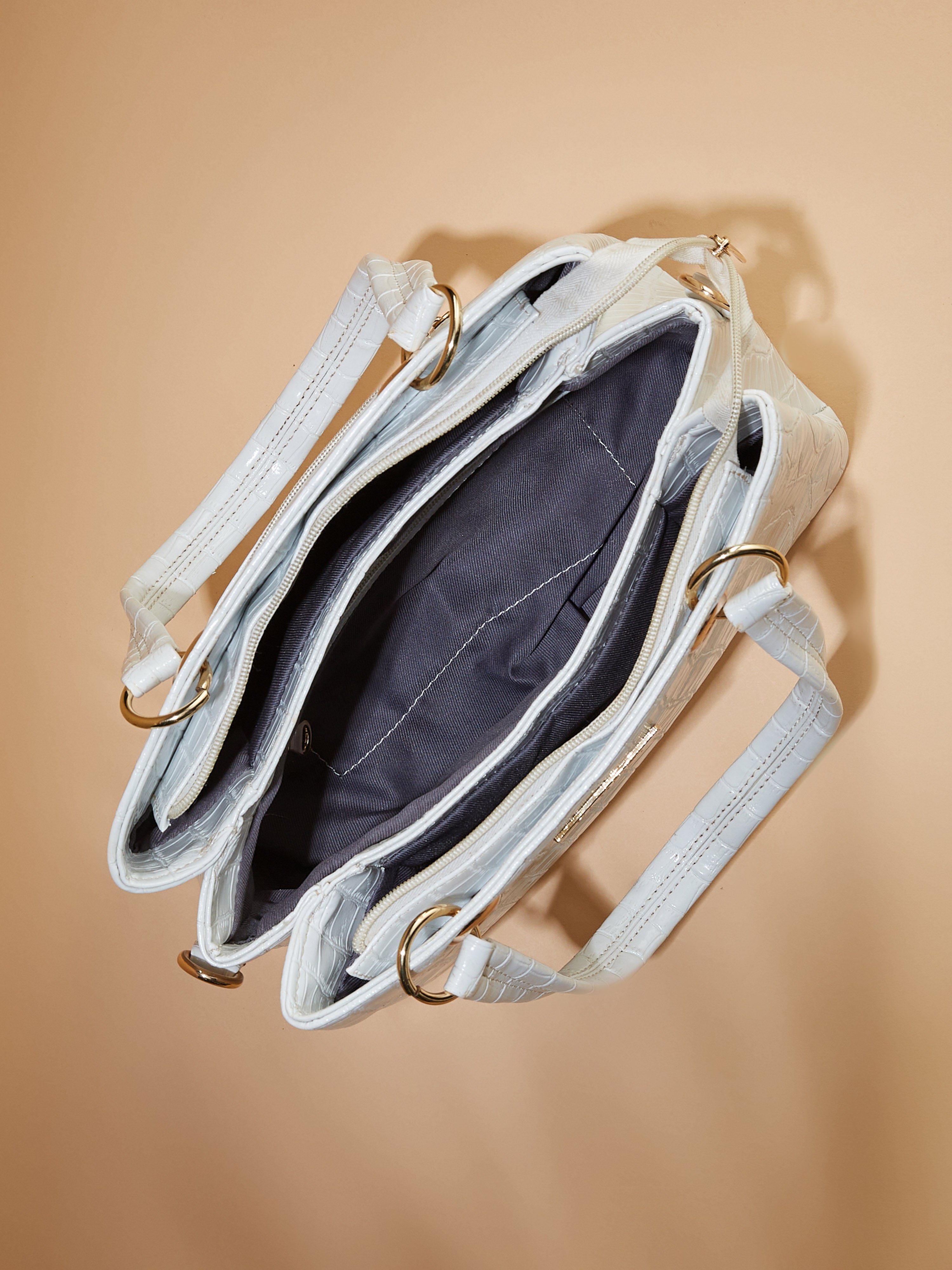 Vegan Leather White Women's Handbag