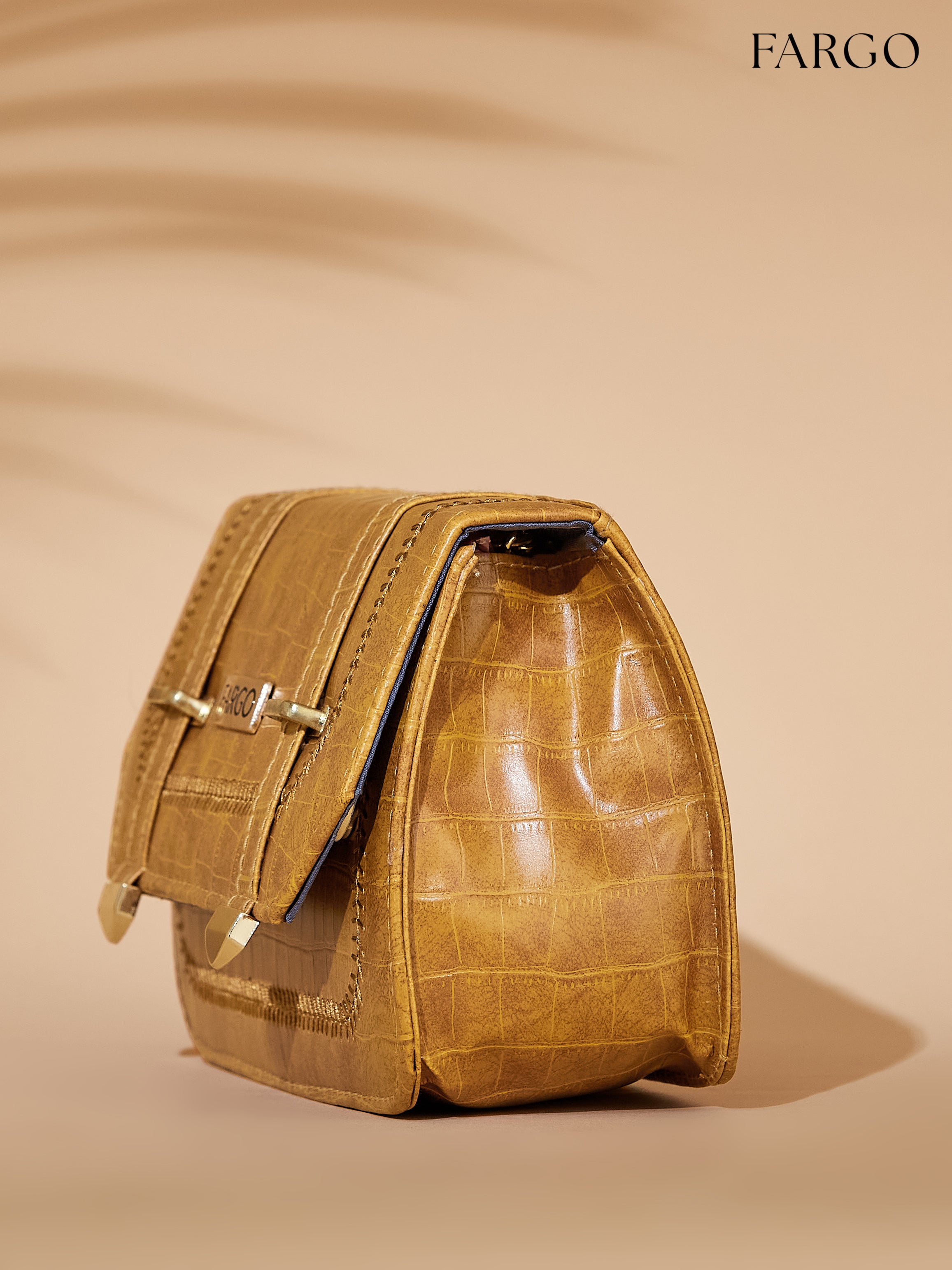 croco vegan leather yellow women's crossbody bag