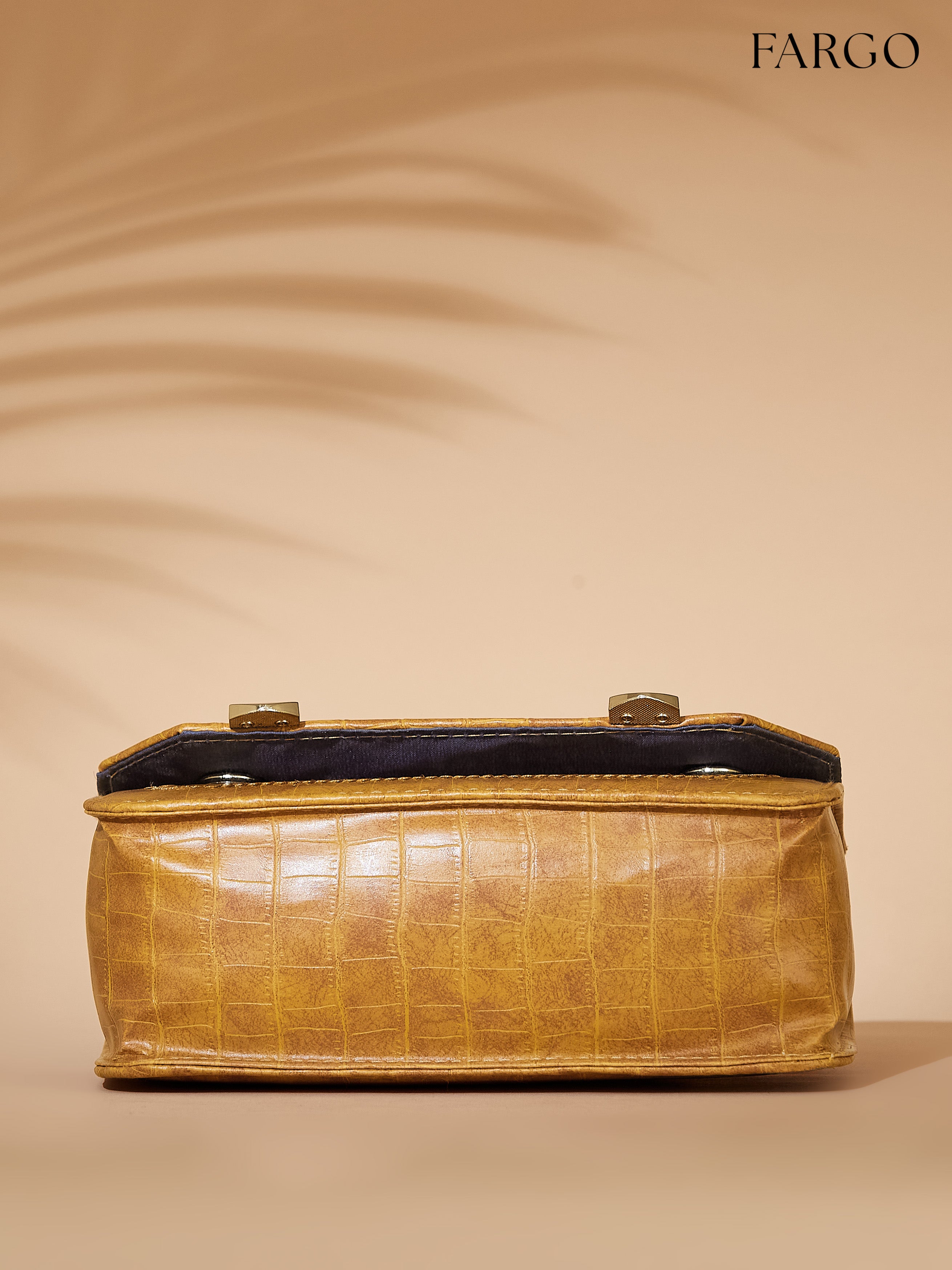 croco vegan leather yellow women's crossbody bag