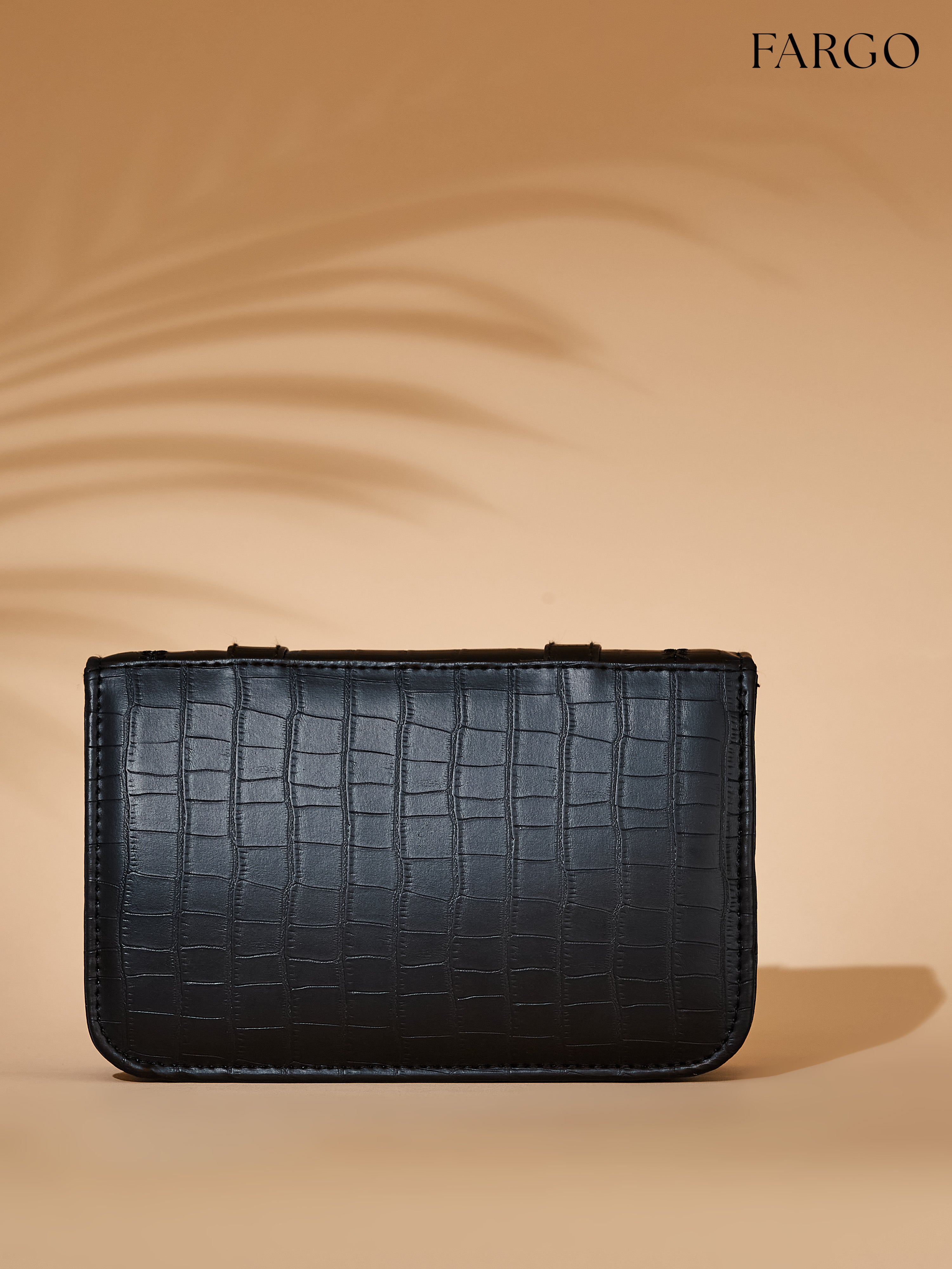 croco Vegan Leather Black Women's crossbody bag