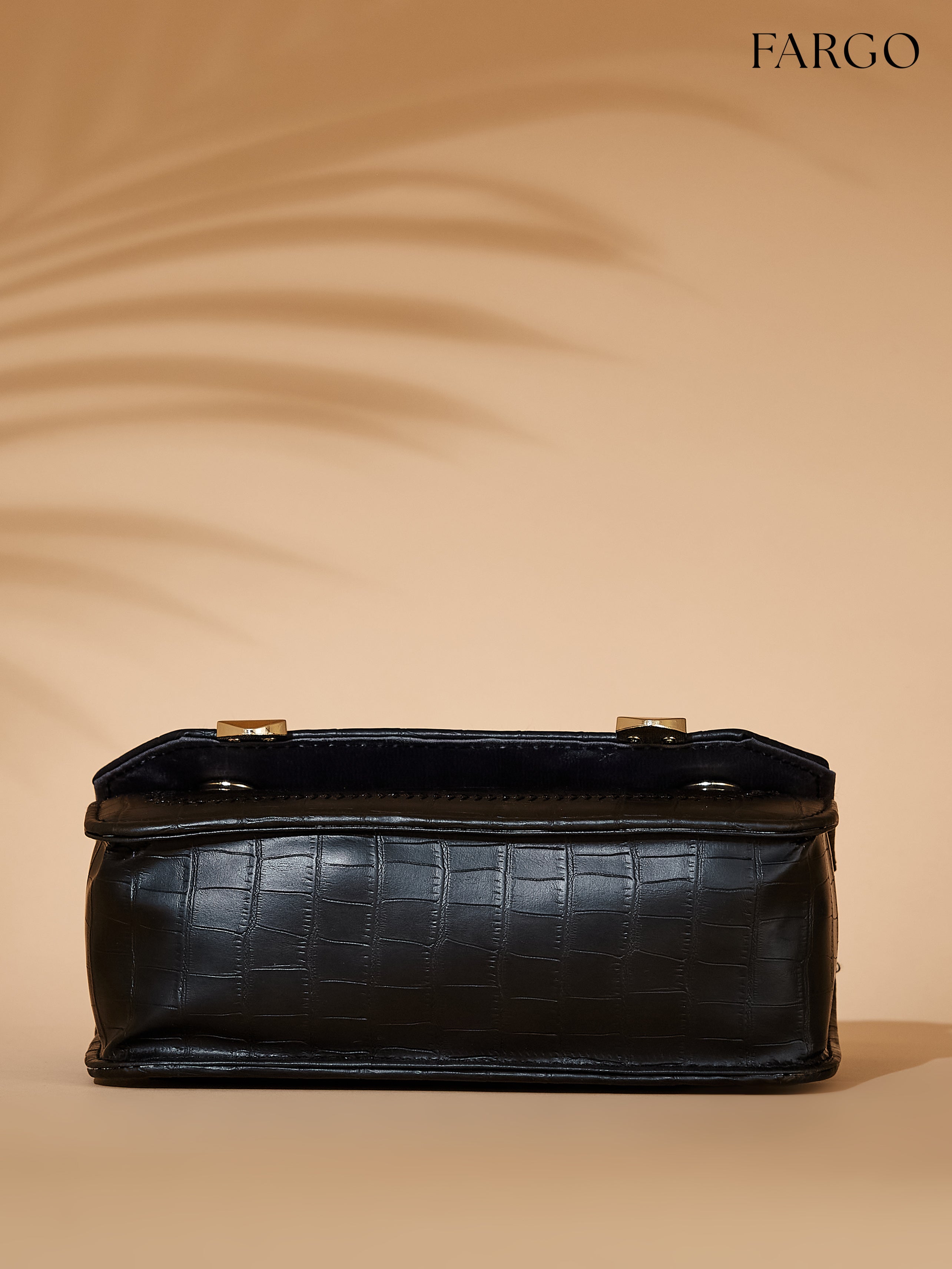 croco Vegan Leather Black Women's crossbody bag