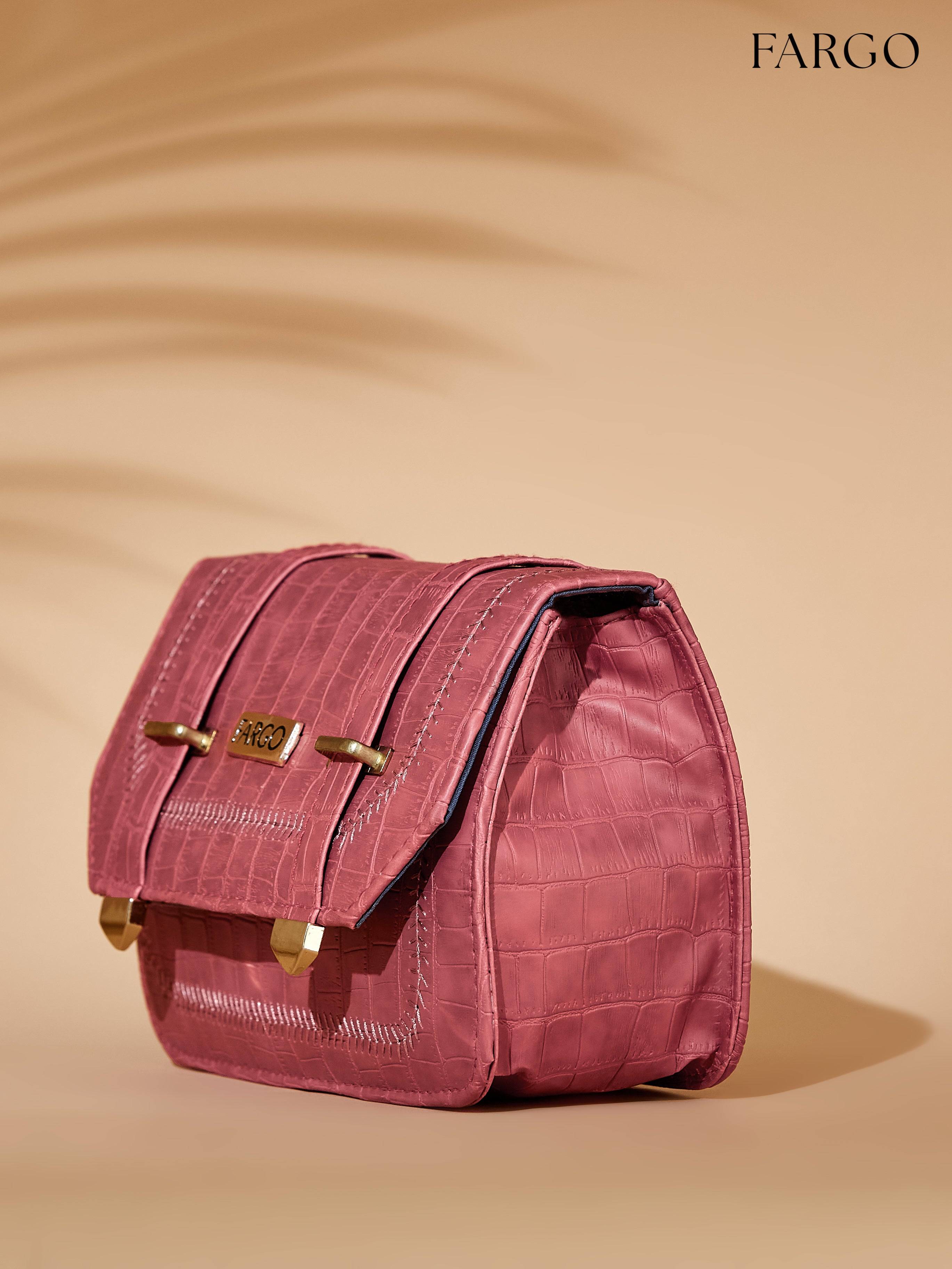 croco Vegan Leather Pink Women's Crossbody