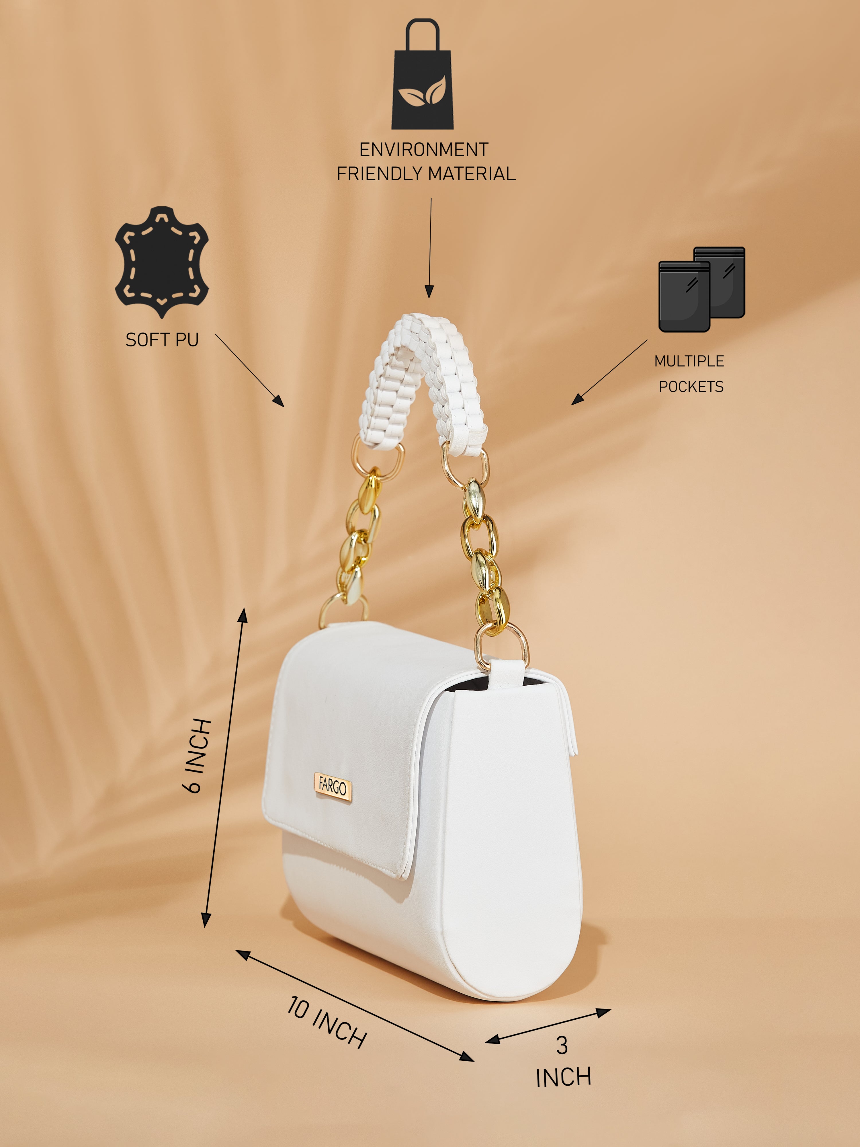 vegan leather white women's shoulder bag