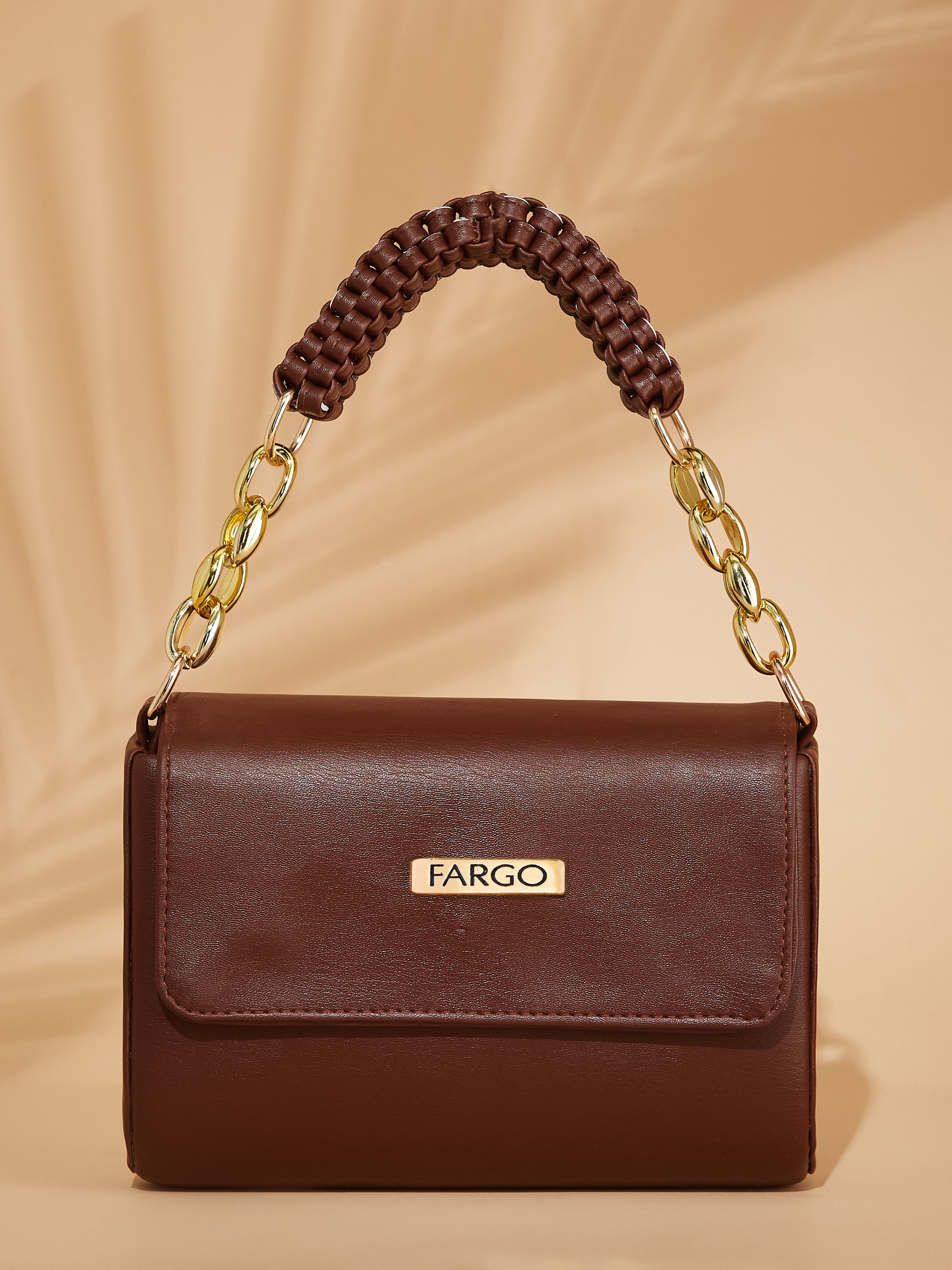vegan leather brown women's shoulder bag