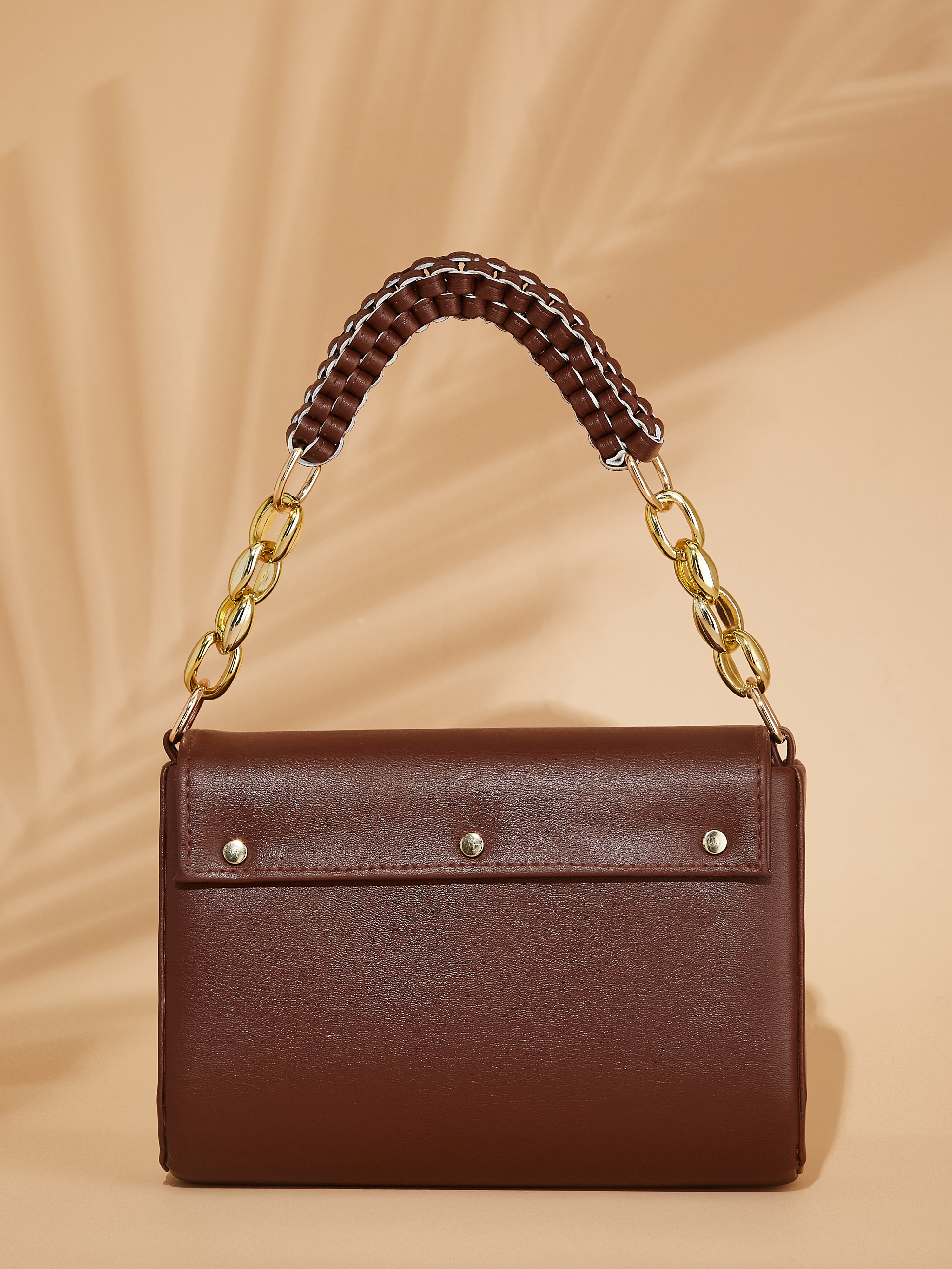 vegan leather brown women's shoulder bag