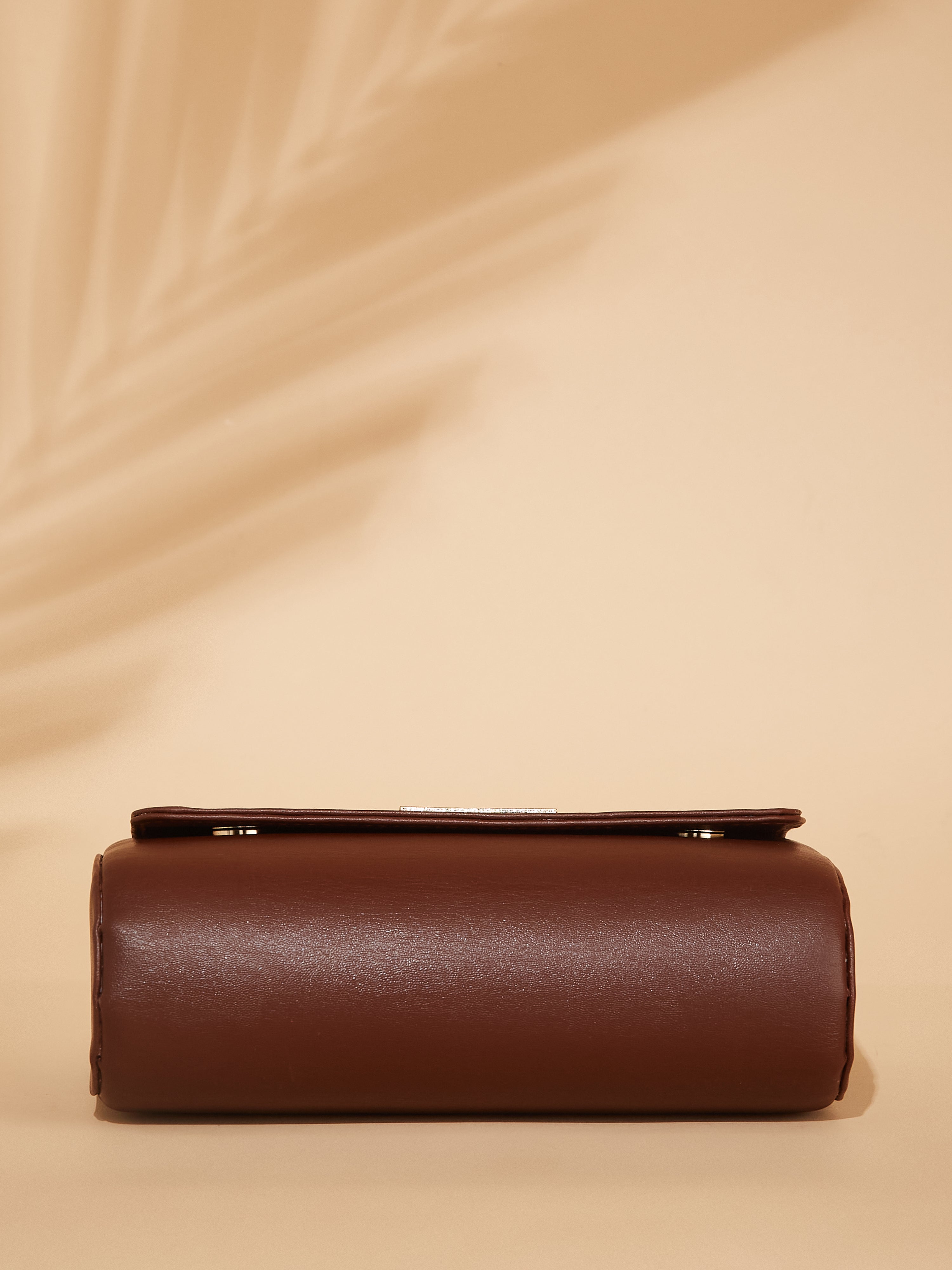 vegan leather brown women's shoulder bag