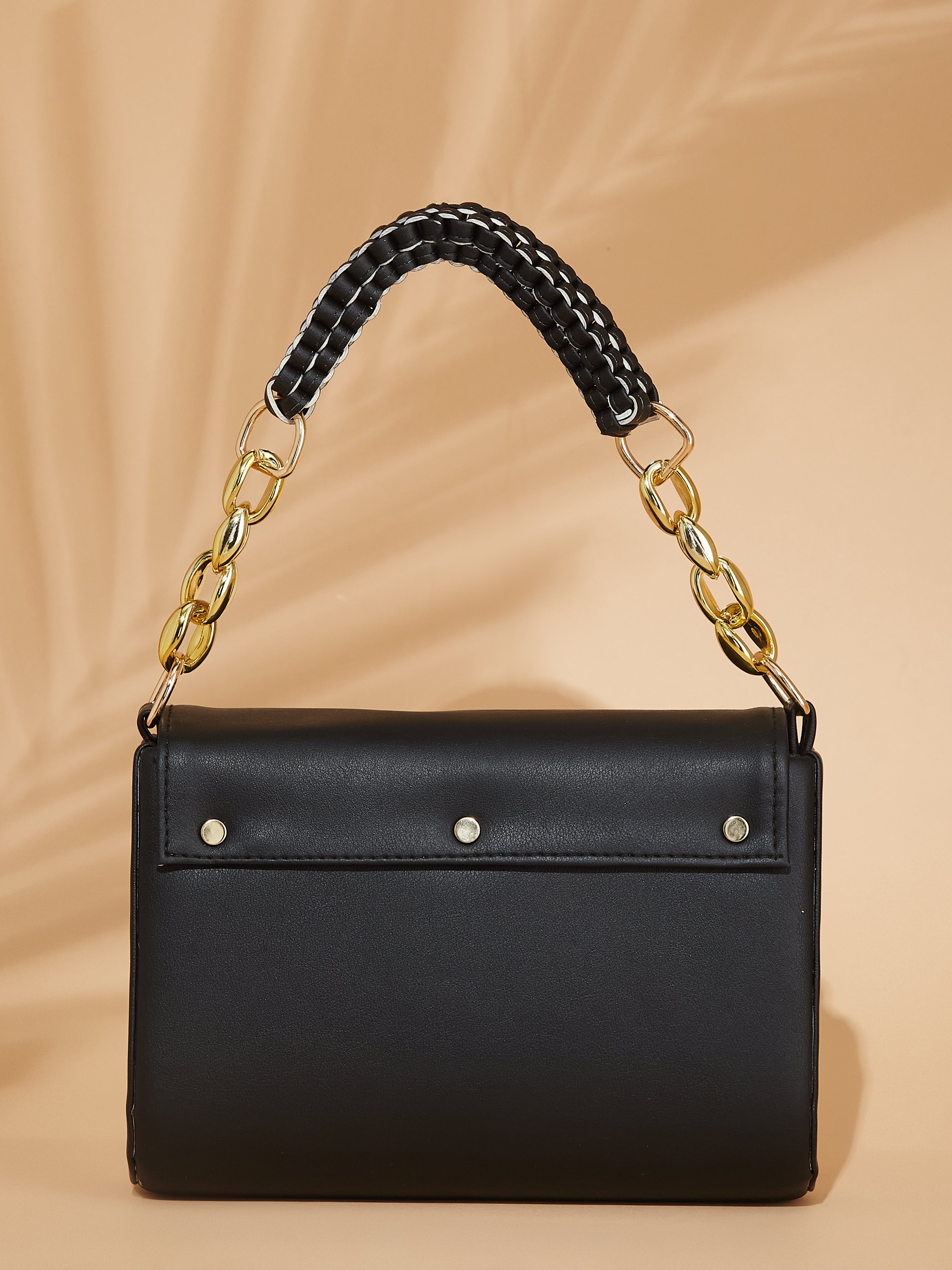 vegan leather black women's shoulder bag