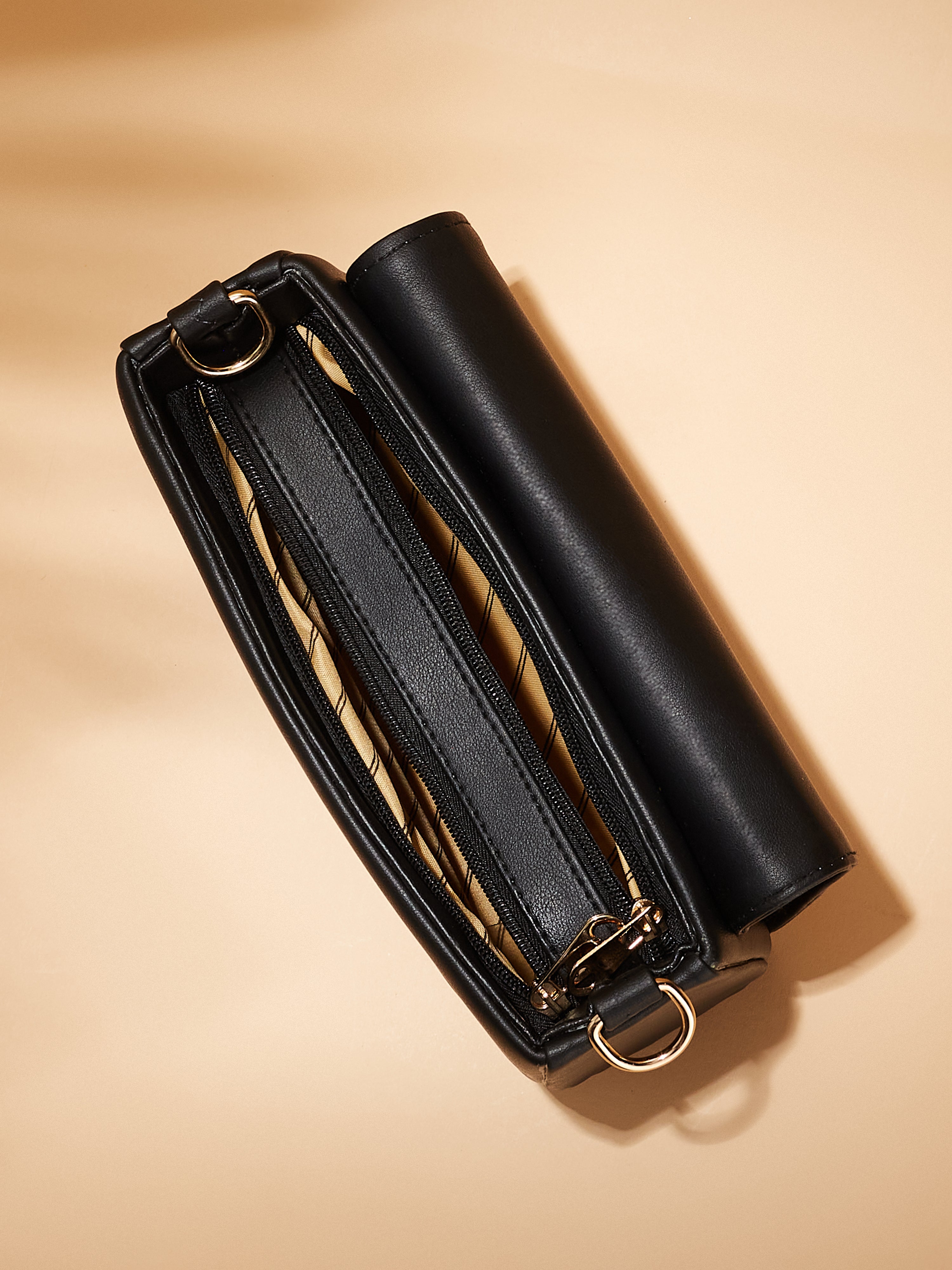 vegan leather black women's shoulder bag