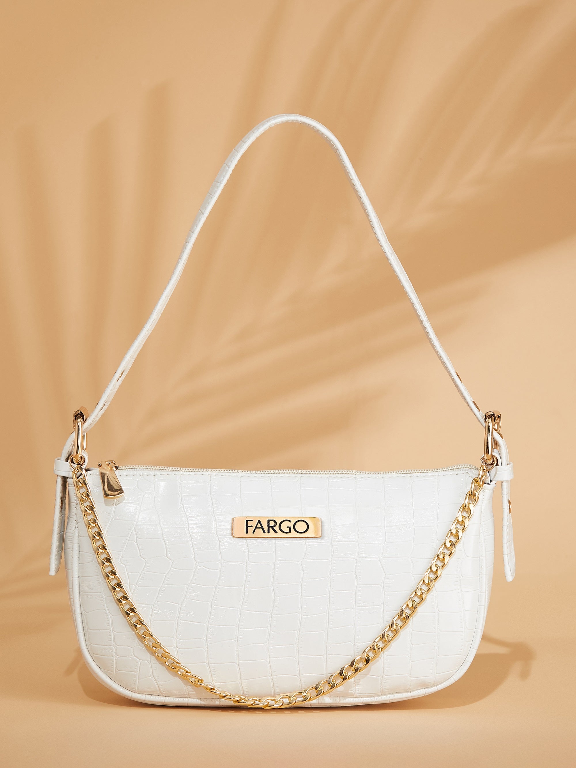 croco vegan leather white women's shoulder bag