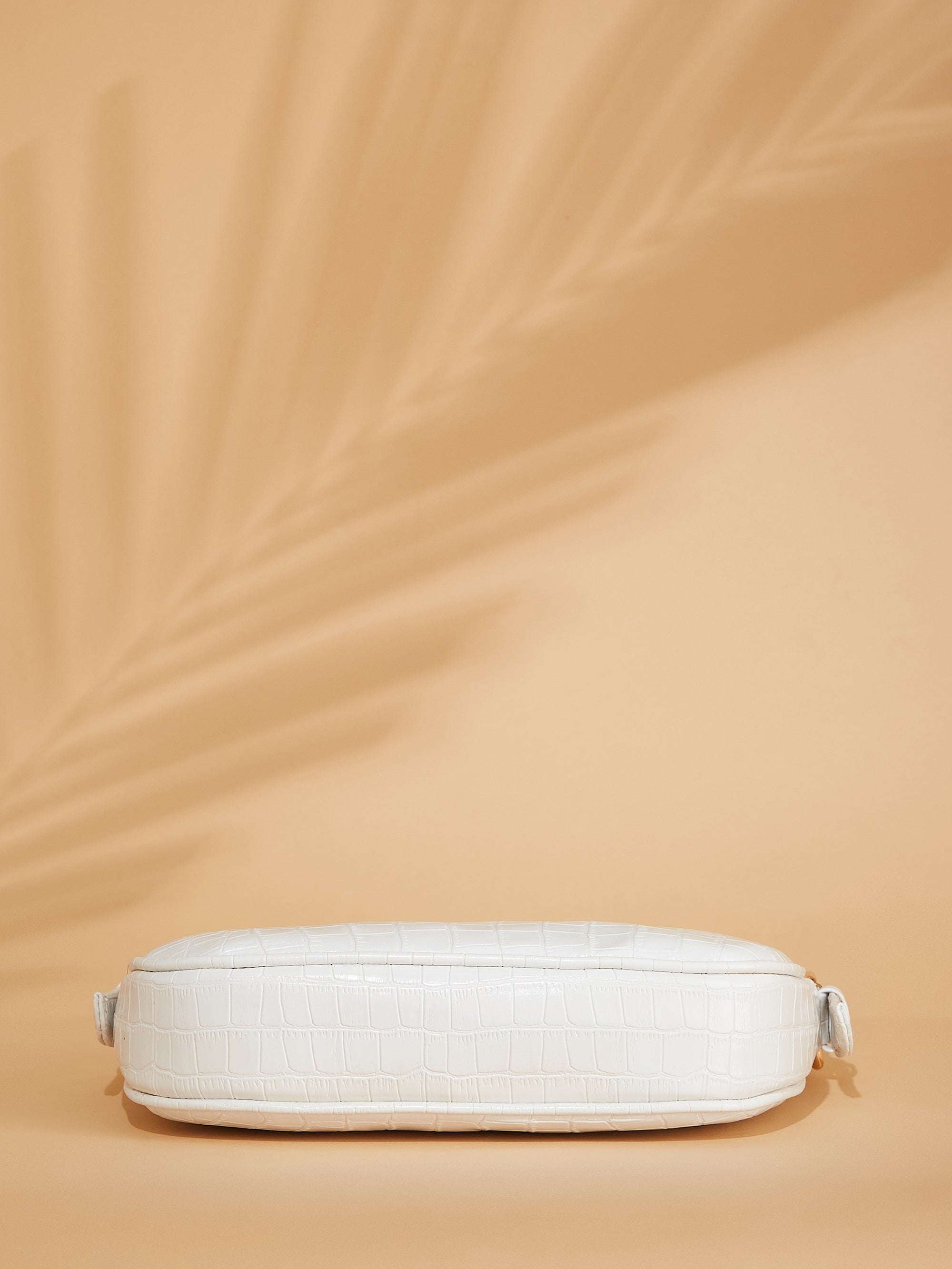 croco vegan leather white women's shoulder bag