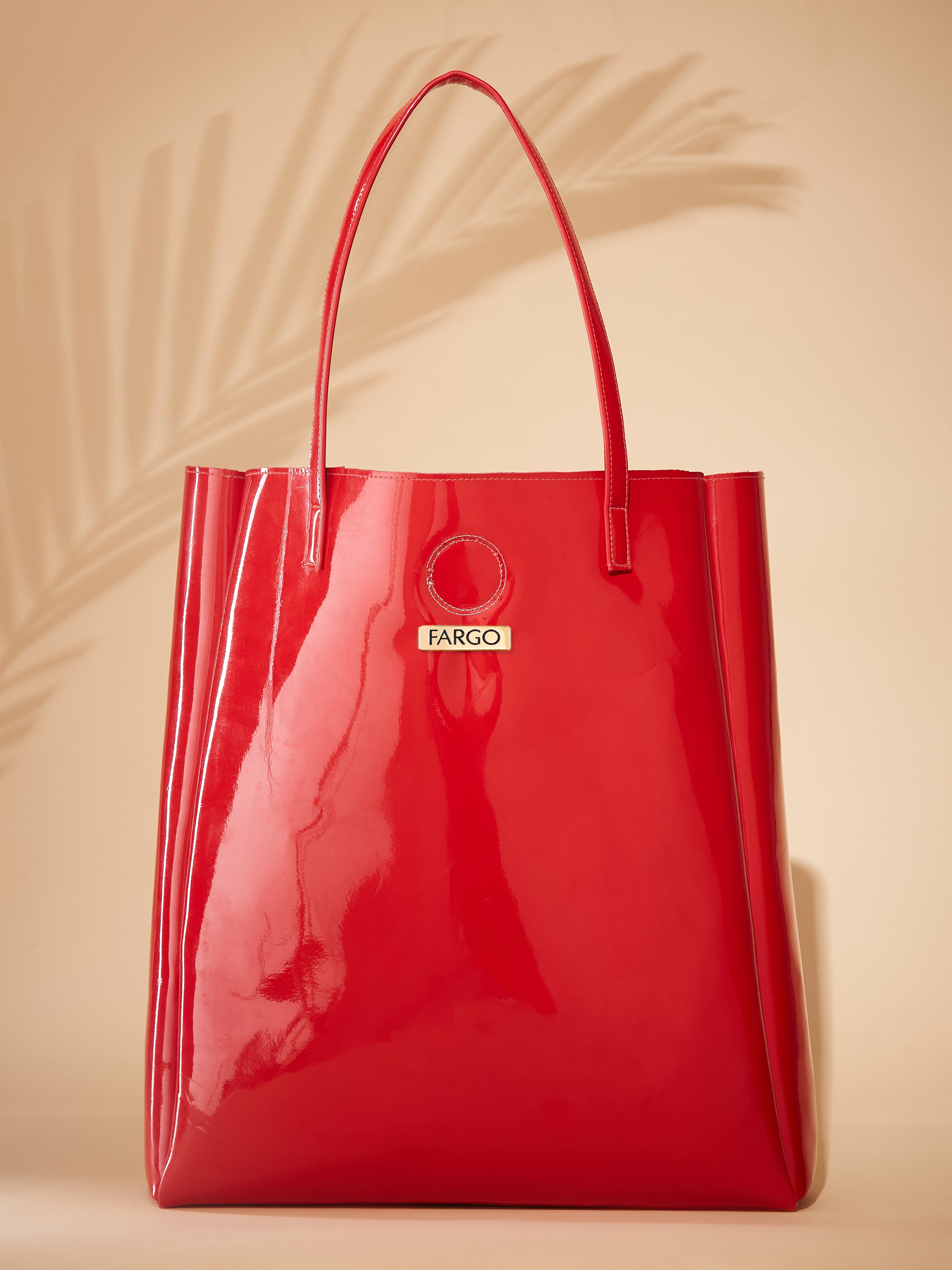 Vegan leather large red women's tote