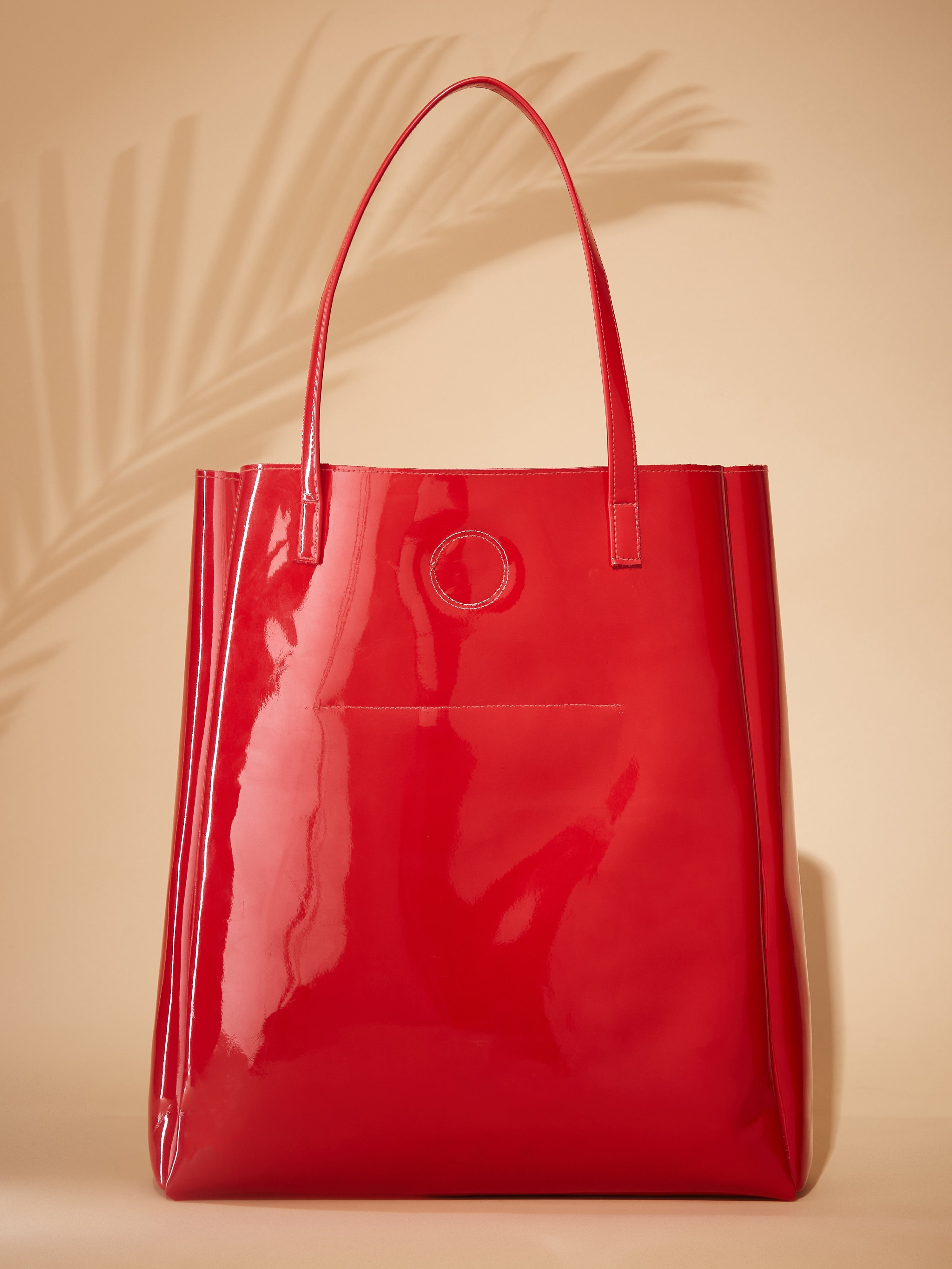 Vegan leather large red women's tote