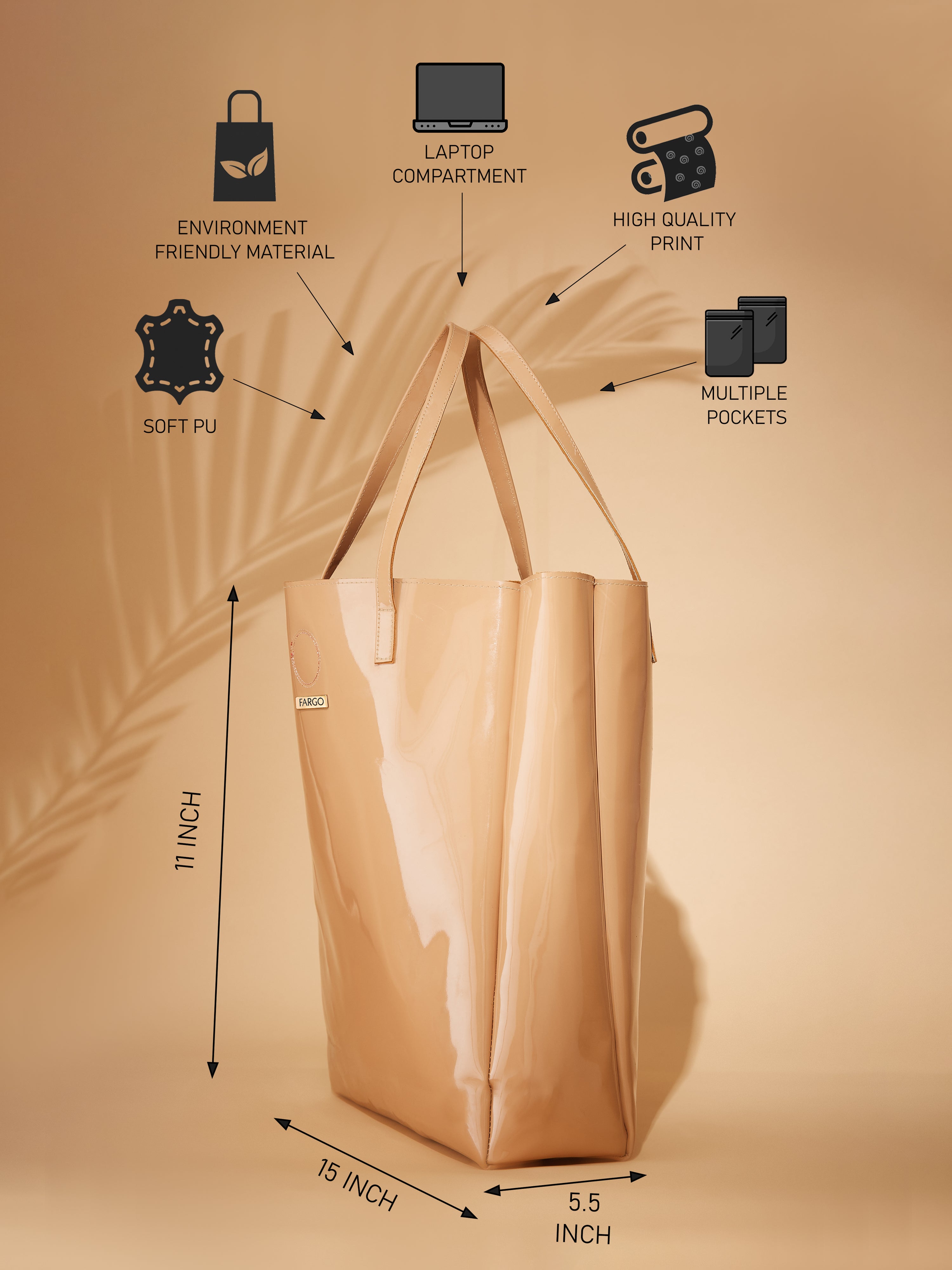 vegan leather large beige women's tote