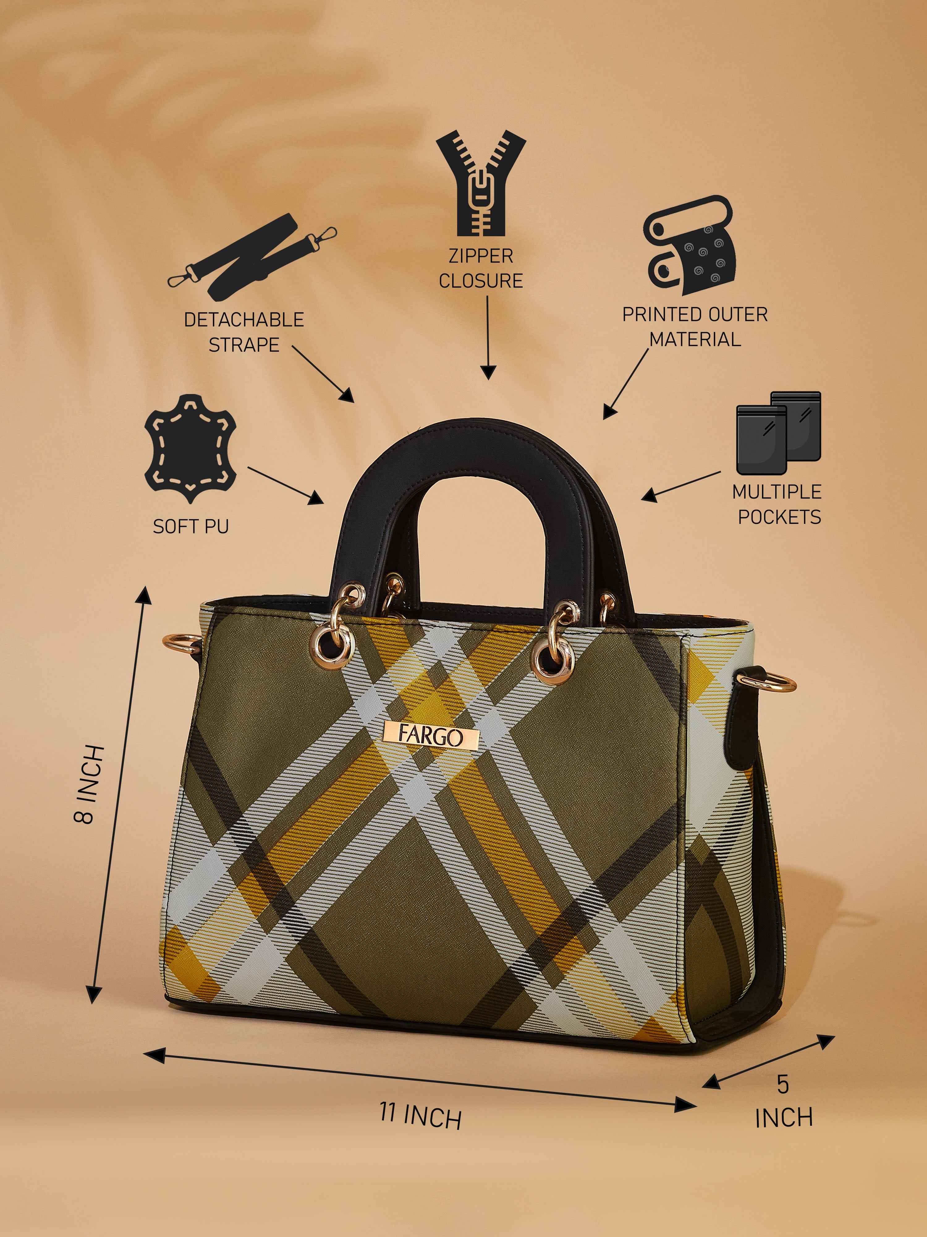 Vegan Leather Beige Women's Handbag